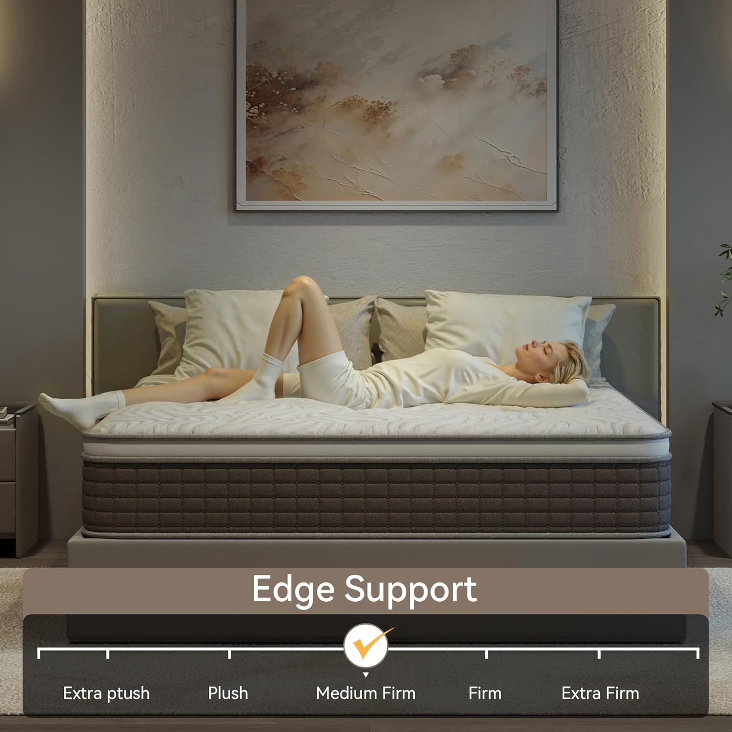 Queen Hybrid Mattress, 12 Inch Queen Size Hybrid Mattress with Memory Foam & Individually Wrapped Pocket Springs for Back Support, Medium-Firm, Motion Isolation, Edge Support, CertiPUR-US Certified