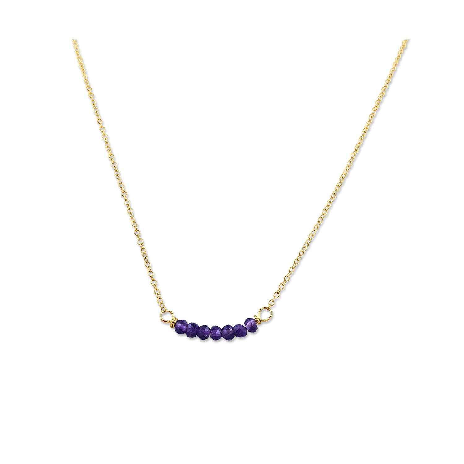 Jewelry Birthstone Bar Necklace, Gold February Amethyst Necklace, 18" with 2" Extender, Personalized Layering Necklace Graduation Gift or Birthday Gift for Women, Girls