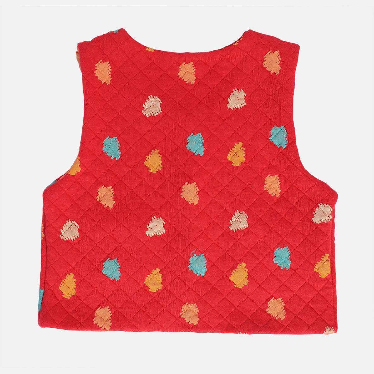 miniklub Girls V Neck Sleeveless Knitted Cotton Orange/Red Color Gilet (2-3Y) 3