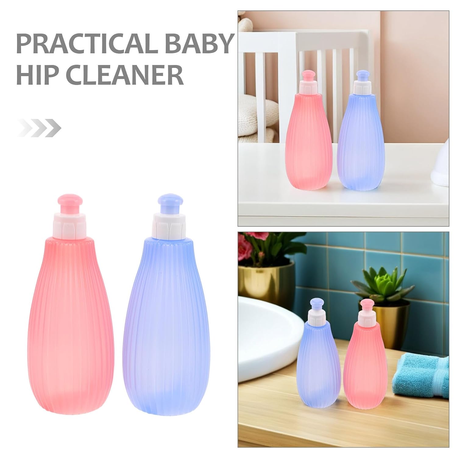 YARNOW 2pcs Bidet Bottle Set for Care, 350ml Portable Handheld Bum Washer with Spray Nozzle, Soft Pink and Blue for Travel and Bathing Hygiene