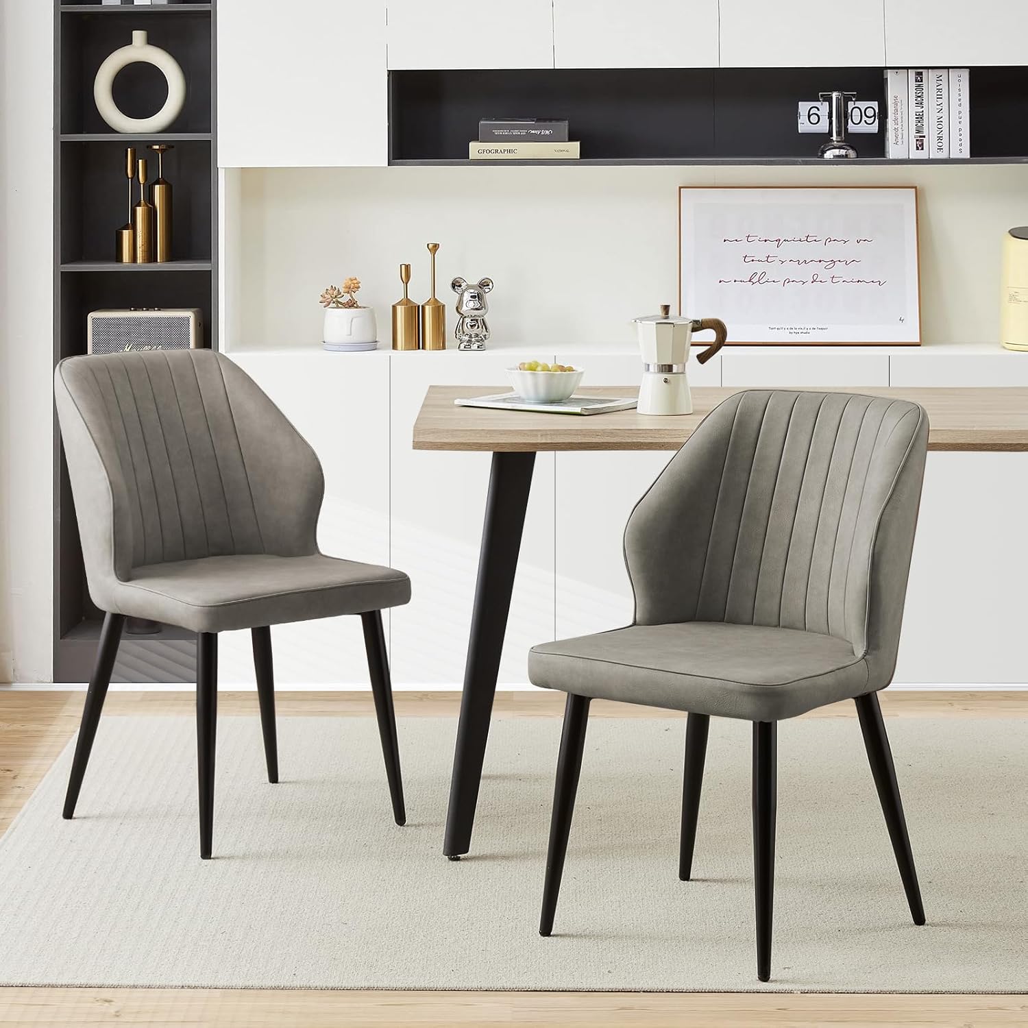 TUKAILAi Set of 2 Upholstered Dining Chairs Stylish Faux Leather