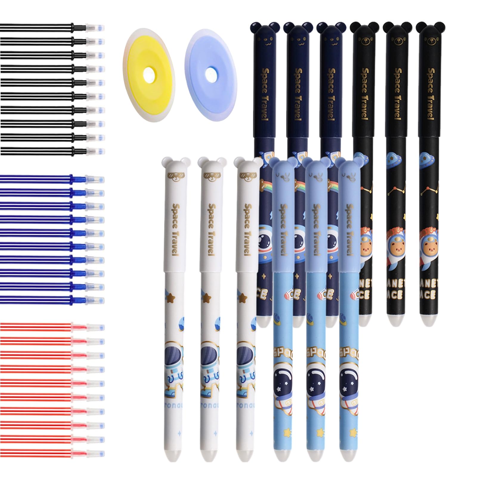 Thboxes Uitwisbare balpen, 4 stuks, 0,7 mm gelpennen, rollerbalpen, uitwisbare pennen, dieren, uitwisbare pen voor schoolzak, vulling, eerste schoolspullen, kantoorbenodigdheden, gekleurde inkt