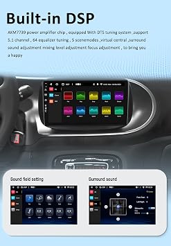 Android 15 Double Din Car Stereo For Mercedes Benz Smart 453 Fortwo Year 2014-2020 Free Mic Camera [6G+128G] Support Steering Wheel Control RDS 4G WiFi DAB Carplay BT5.0