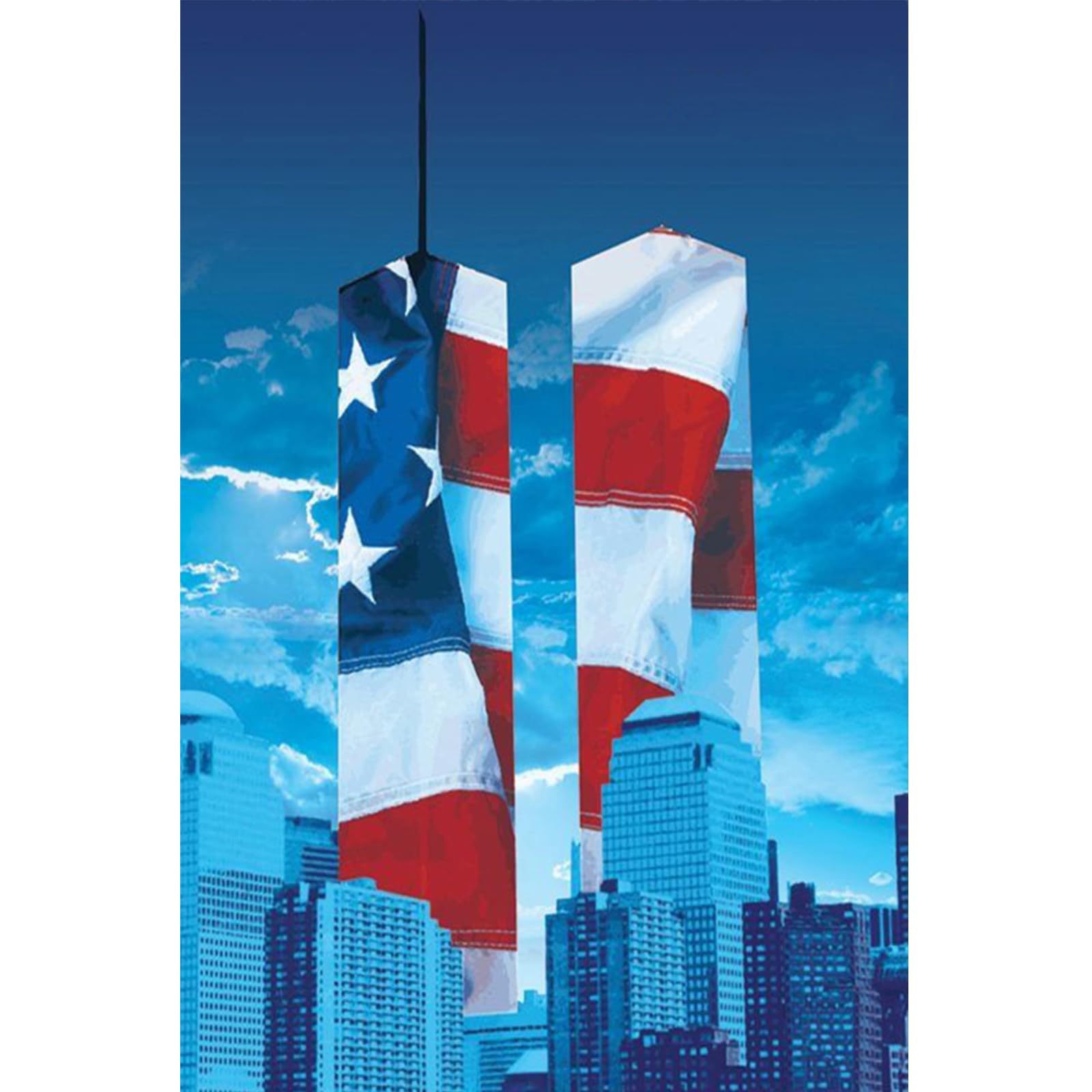 POETRYDRAW Twin Towers Full DIY 5D Round Drill Diamond Art Painting Gem Art Large Size 15.75x23.62in Diamond Art Paintings Picture Arts Craft for Adults/Beginners Gift Idea Home Wall Decor