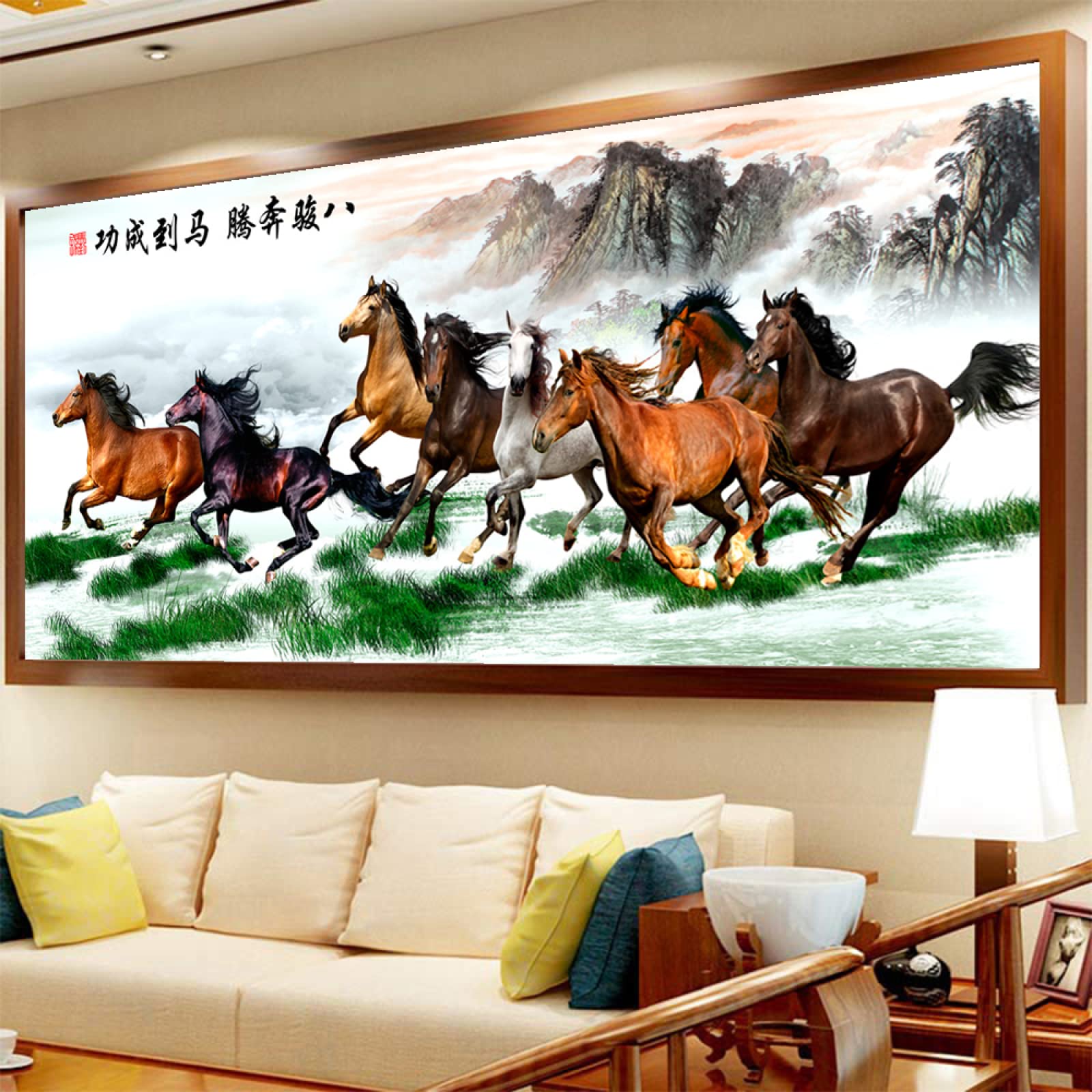 Amazon.co.jp: キャンバス絵画 中国のクラシックスタイル 8頭の馬が
