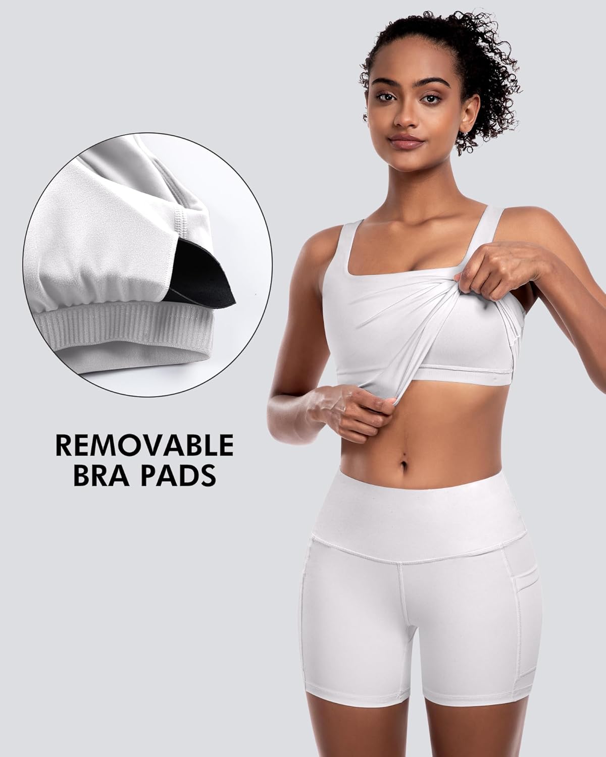 Womens Sports Bras 5 Packs - Square Neck Longline Workout Crop Tank Tops Padded Yoga Camisole with Built in Pads - Image 4