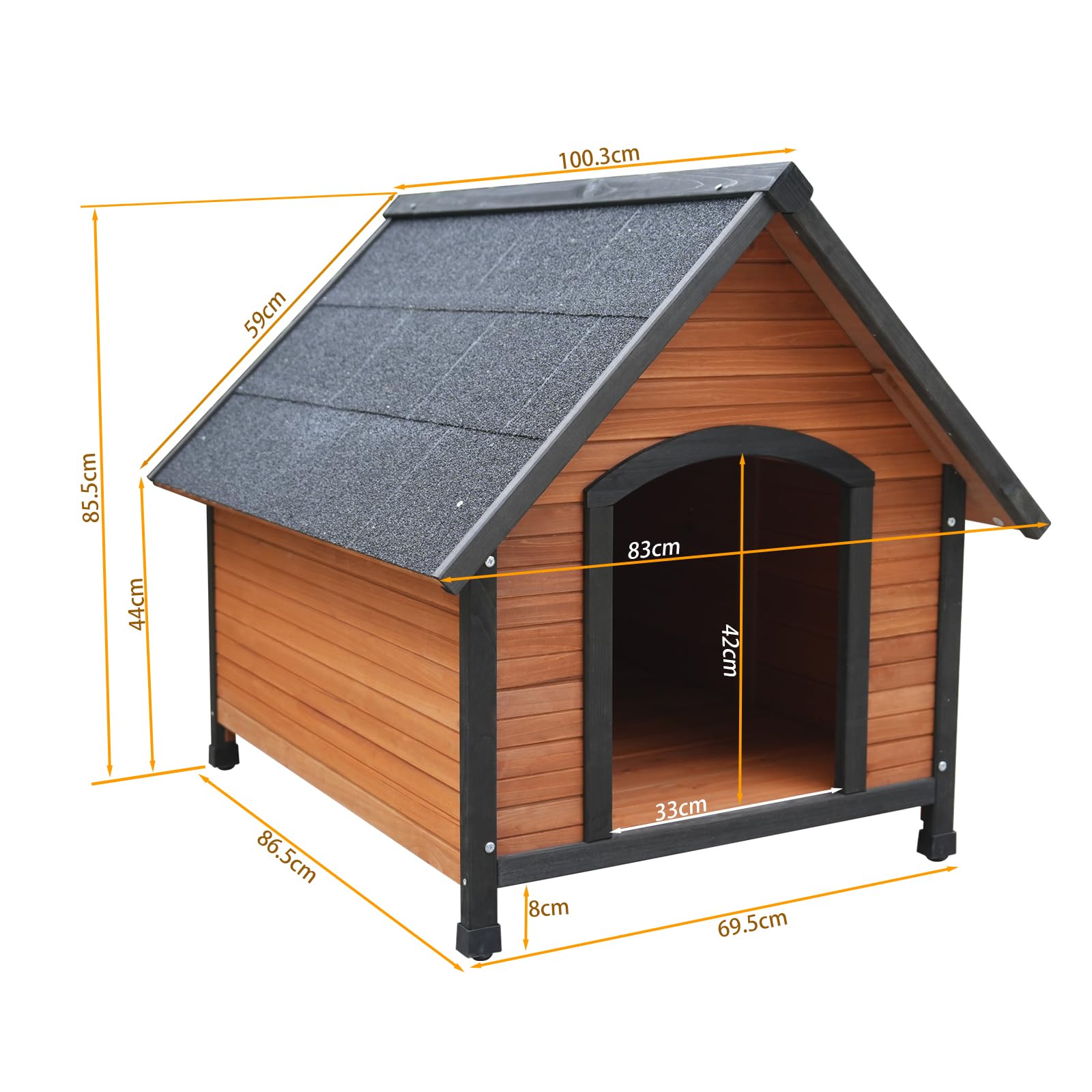 Amazon | OAFNLWU 天然杉材 木製 犬小屋 犬舎 屋外用 中型～大型犬対応