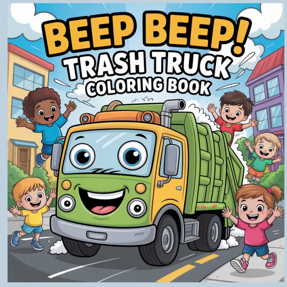 Beep Beep Trash Truck Coloring Book: A Fun Garbage Truck Coloring Book , Simple and Easy Designs