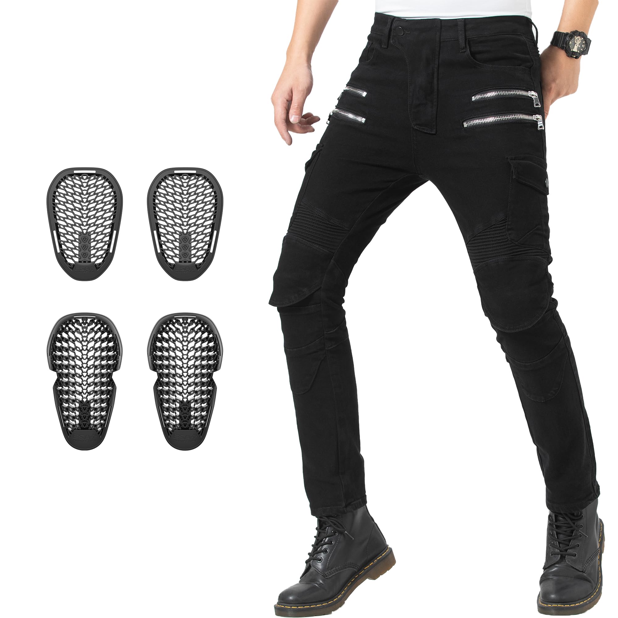 Motorrad Jeans con Protezioni CE Livello 2 – Pantaloni Moto in Denim Stretch con Protezioni Ginocchia e Fianchi Rimovibili, Pantaloni da Moto per Touring e Uso Quotidiano