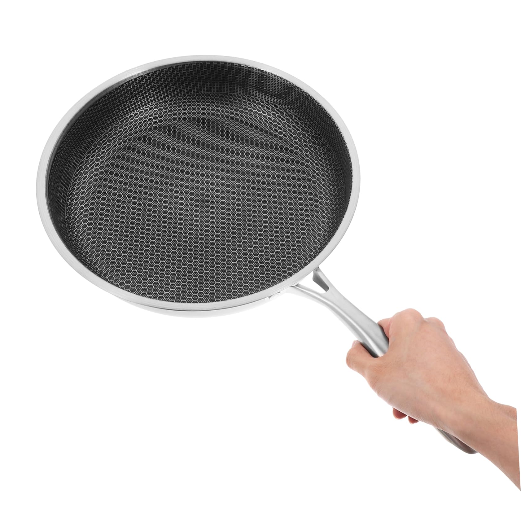 SOLUSTRE Padella in Acciaio Inossidabile Con Fondo Nido D'ape Per Uova e Pancake, Antiaderente, Compatibile Con Piano Cottura a Induzione