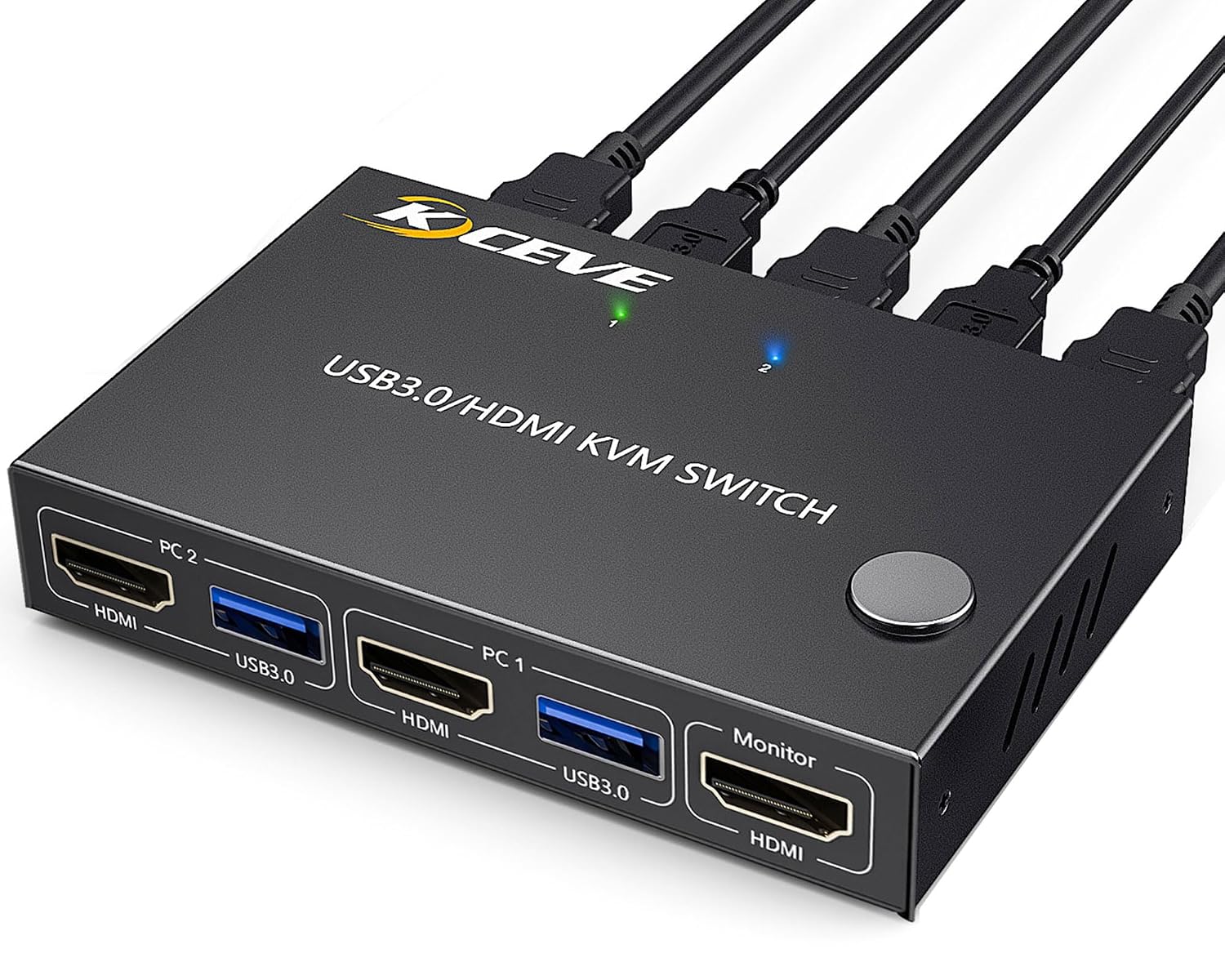 KCEVE KVM Switch 1 Monitor 2 Computers HDMI 4K@60Hz