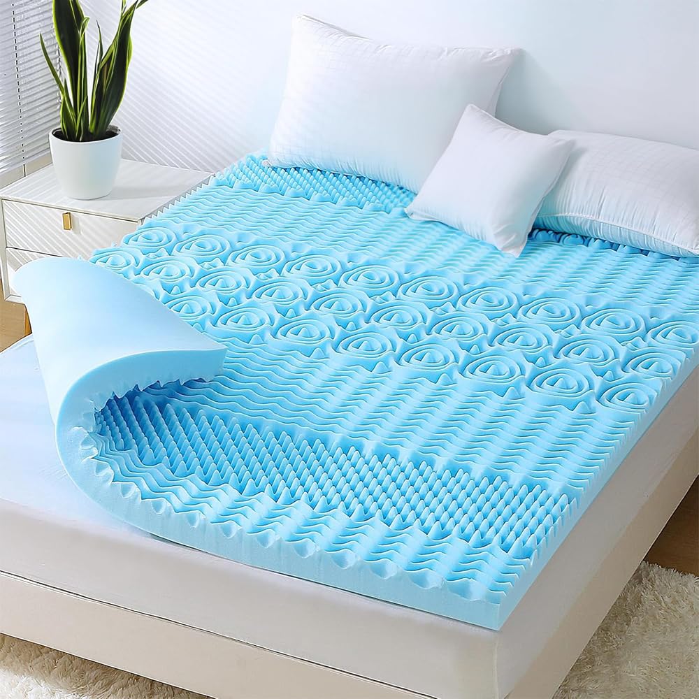 Luxury 5cm Deep Memory Foam Mattress Topper With 10 Zones Pressure Relief - Cooling Gel In...