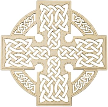 Fourth Level MFG 12" Celtic Cross, Ancient Gaelic Wood Wall Art, Strength Knowledge and Connection Symbol, Sacred Irish Sculpture for Hanging Home Decor