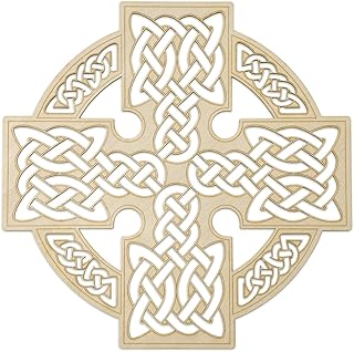 Fourth Level MFG 12" Celtic Cross, Ancient Gaelic Wood Wall Art, Strength Knowledge and Connection Symbol, Sacred Irish Sculpture for Hanging Home Decor