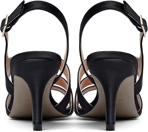 Miniatura 6 de YODEKS Sandalias de tacón para mujer Slingback Strappy Tacones bajos de gatito Tacones de punta abierta