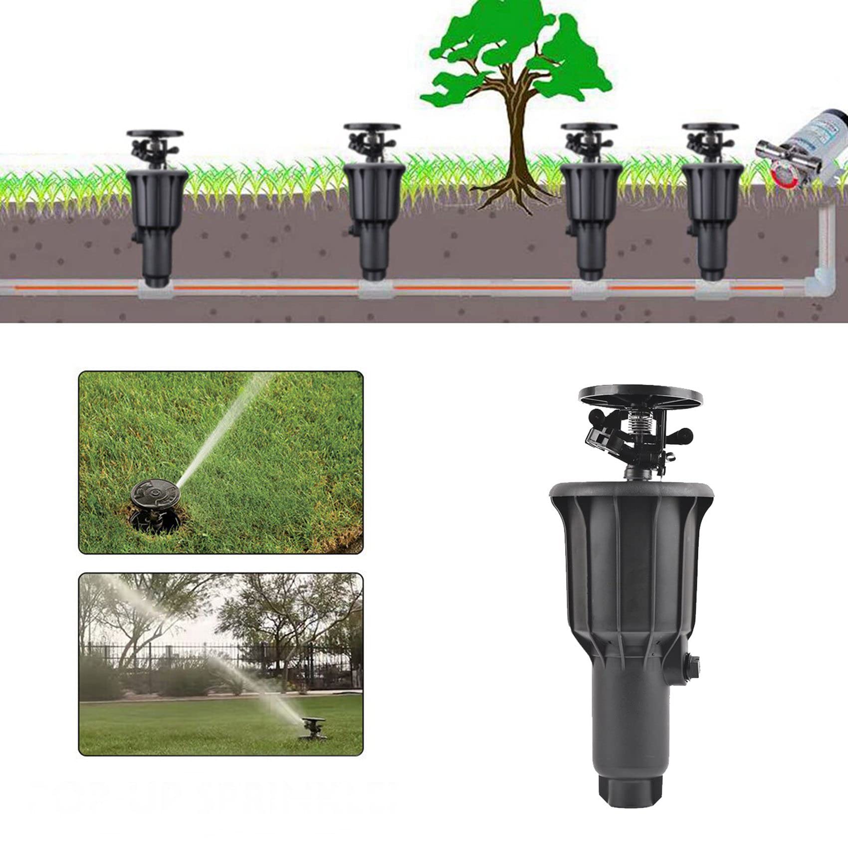 5 irrigatori pop-up con filettatura da 1/2 pollice e 3/4 pollici, per del , irrigatori da giardino
