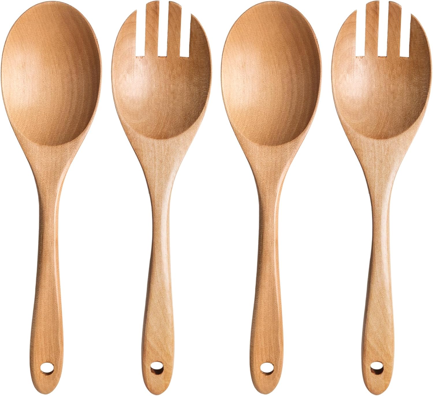 HAKSEN Wooden Salad Servers, 4PCS Tongs and Tosser Set With Spoon and Fork for Kitchen Stirring, Mixing and Cooking HAKSEN Wooden Salad Servers, 4PCS Tongs and Tosser Set With Spoon and Fork for Kitchen Stirring, Mixing and Cooking