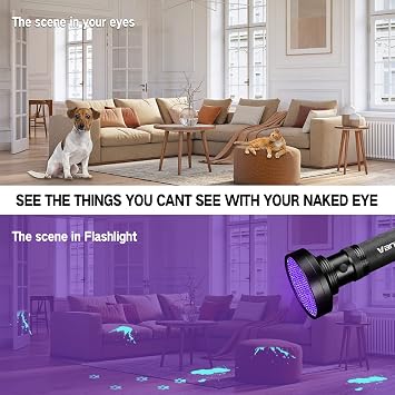 Vansky Black Light UV Flashlights, 100 LED & 51 LED 395nm Blacklight Detector for Dog Cat Pet Urine, Dry Stains and Bed Bug, Matching with Pet Odor Eliminator