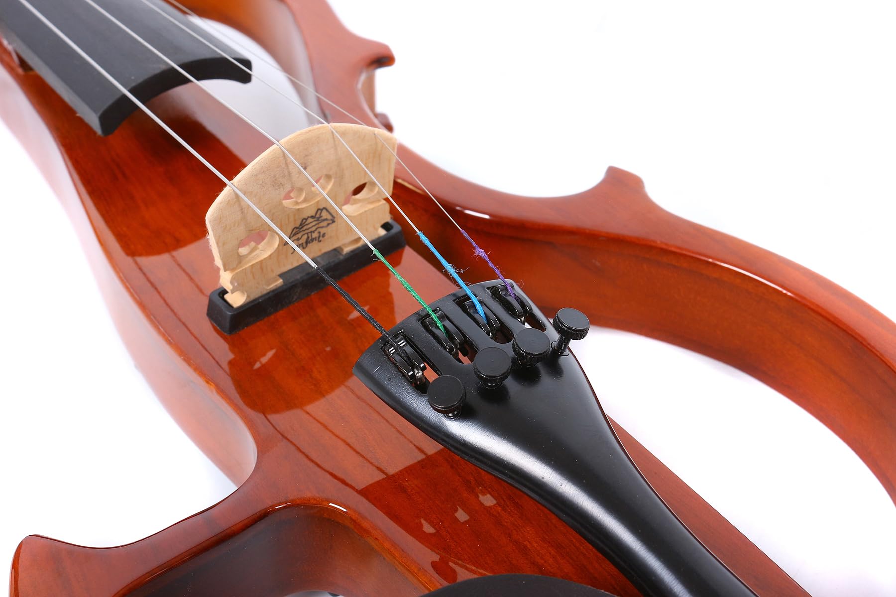 WUQIMUSC Electric Violin 4/4 size Silent Violin kit Solid Wood Ebony Violin Parts with Case, Bow,Cable,Headphone (4str-yellow)