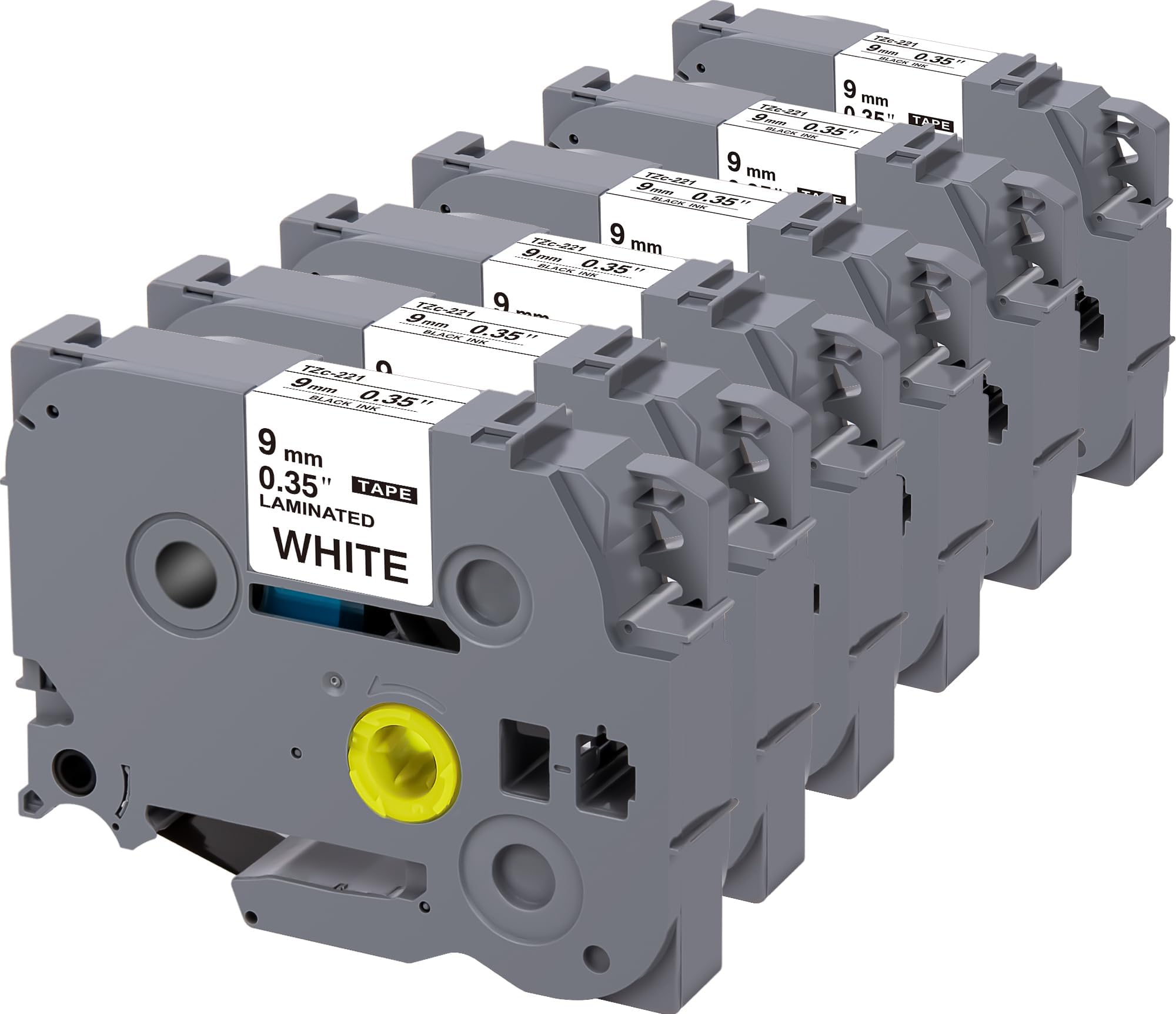 Weemay 6 Pack Label Maker Tape Compatible for Brother TZe-221 TZe221 TZ-221 TZ221 Laminated 9mm 0.35 Inch Black on White TZ Label for PT-D210 PTD220 PTD600 PT-D410 PTH110BP Printer, 3/8" x 26.2'