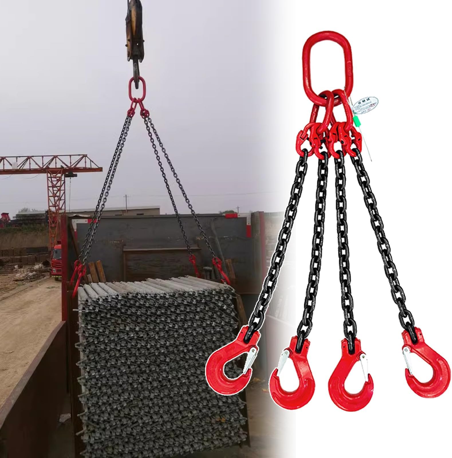 Générique 5 Ton Lifting Chains - 4 Leg Lifting Chain G80 MN-Steel 1.3m for Plant and Port with Standard Marking