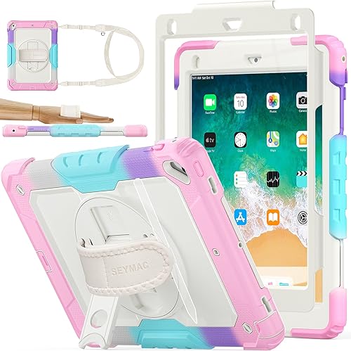 Miniatura 12 de SEYMAC stock Funda para iPad de 6ª / 5ª Generación Funda/Air 2 / Pro de 9.7 pulgadas, Protección Resistente con Protector de Pantalla, con Soporte