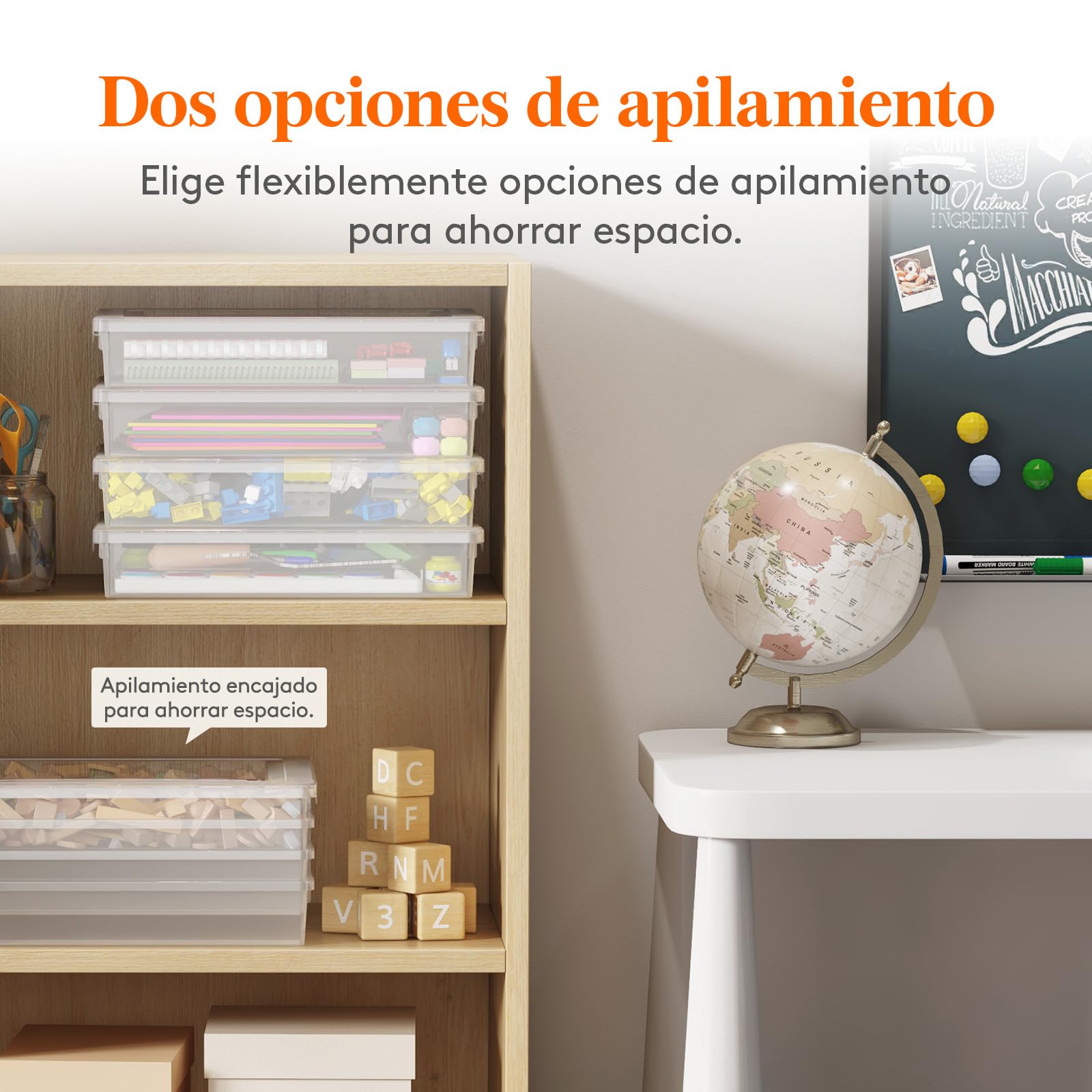 Lifewit 5L Cajas de Plástico Multiusos con Tapa, Almacenamiento de Papel A4, Organización en el Aula, Almacenamiento para Material de Manualidades, Documentos, 32 x 23 cm, Transparente, 4 Piezas