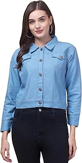 FUNDAY FASHION Womens Denim Standard Length Full Sleeve Solid Jacket
