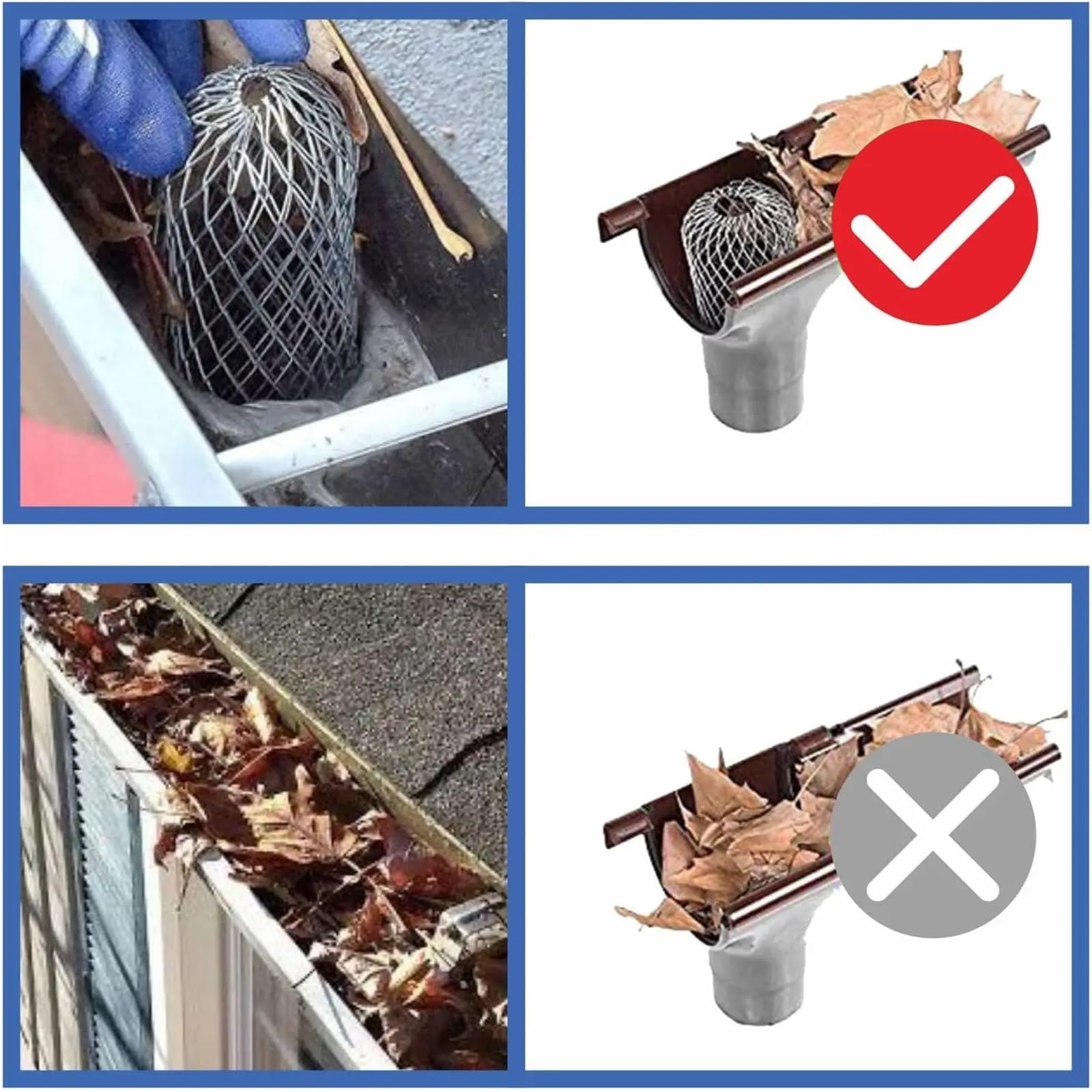 10 Uds filtro de aluminio Metal hoja canalón colador Protector bajante extensible para Canalones
