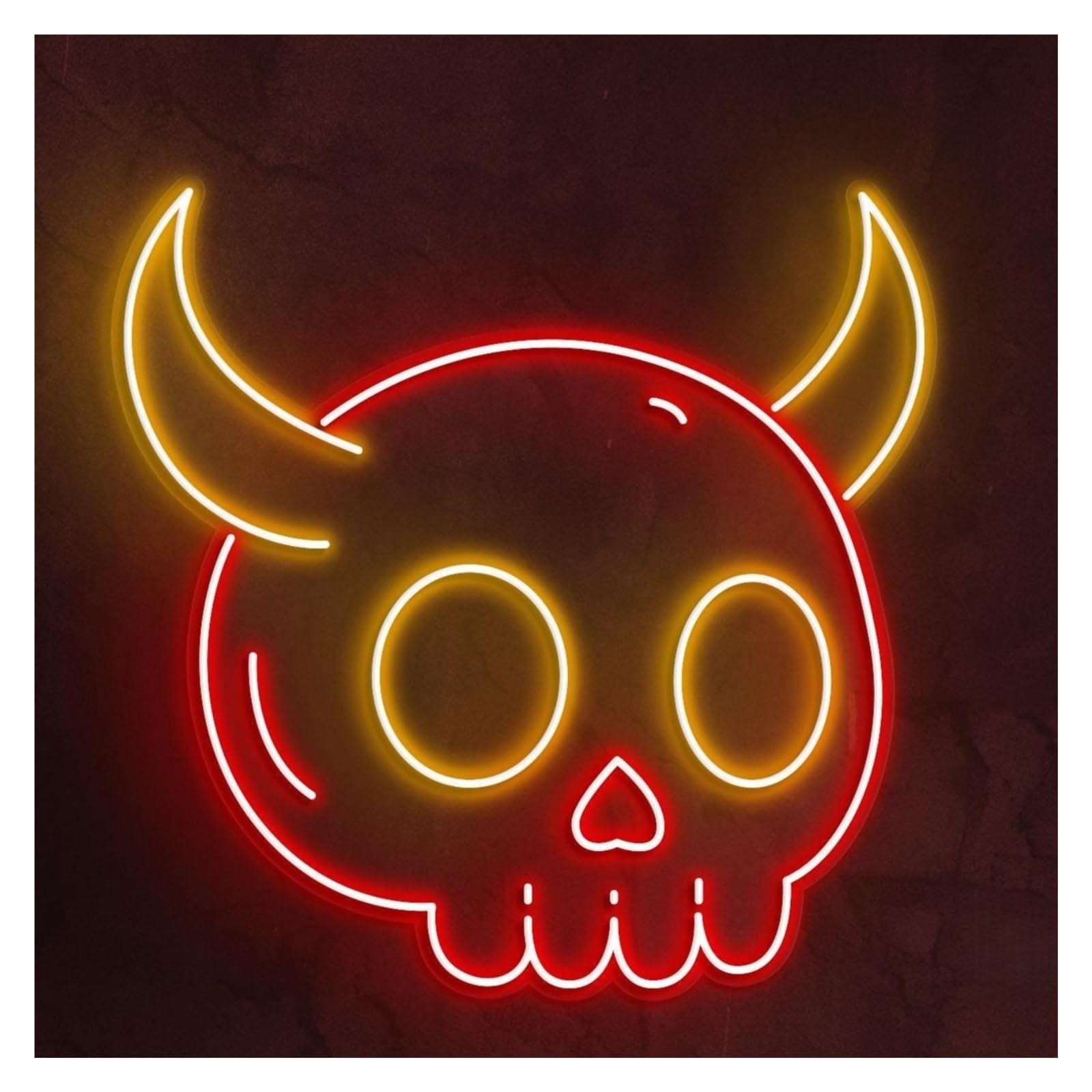 RONGCH Hanging Art Signs Devil Face Neon Sign, Suitable for Bistro Wall Art Decor with Brightness Adjustable 46cm