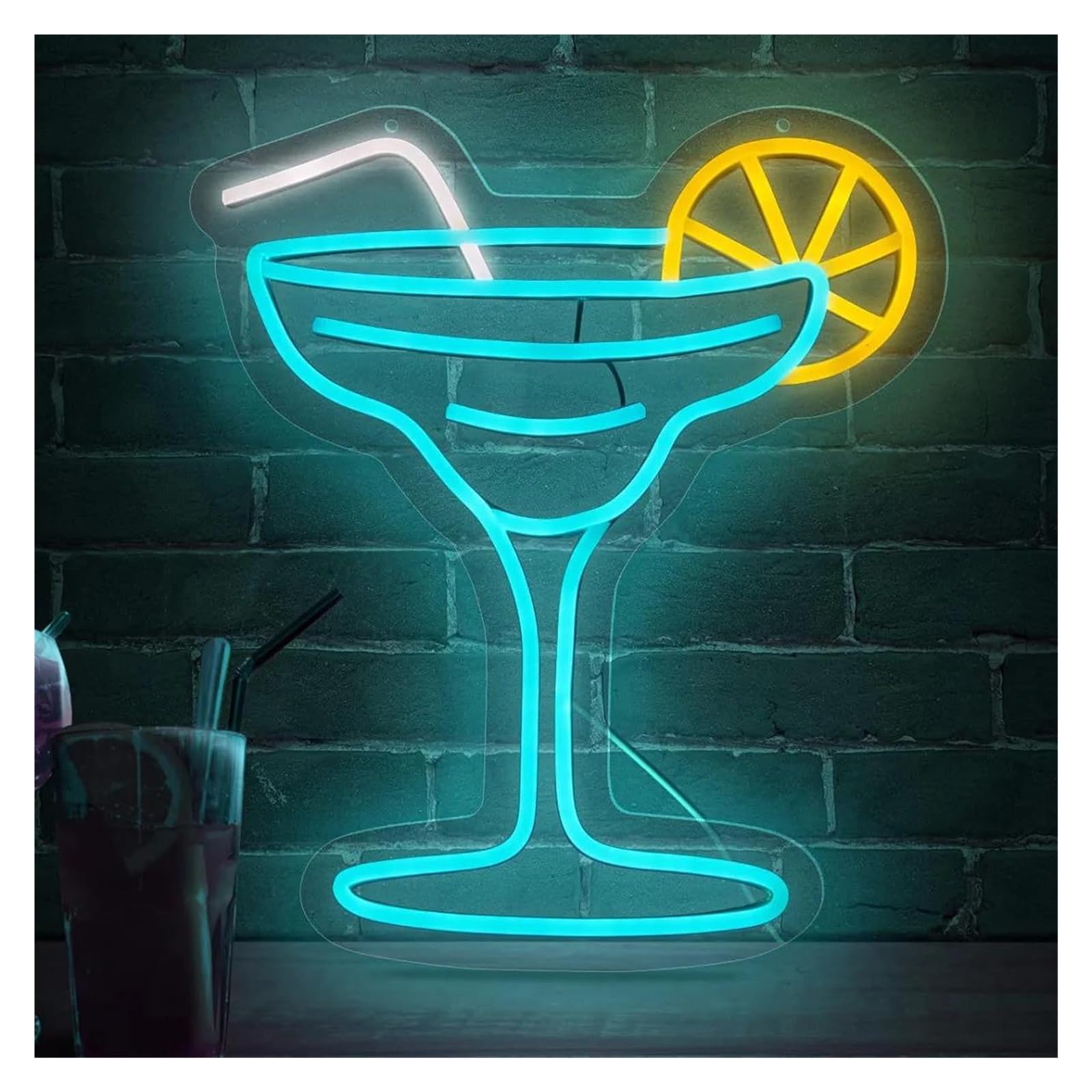LEMST Sign Lamp Cocktail Neon, Suitable for Beer Bars, Pubs, Clubs, Restaurants and Parties 38x33.3cm