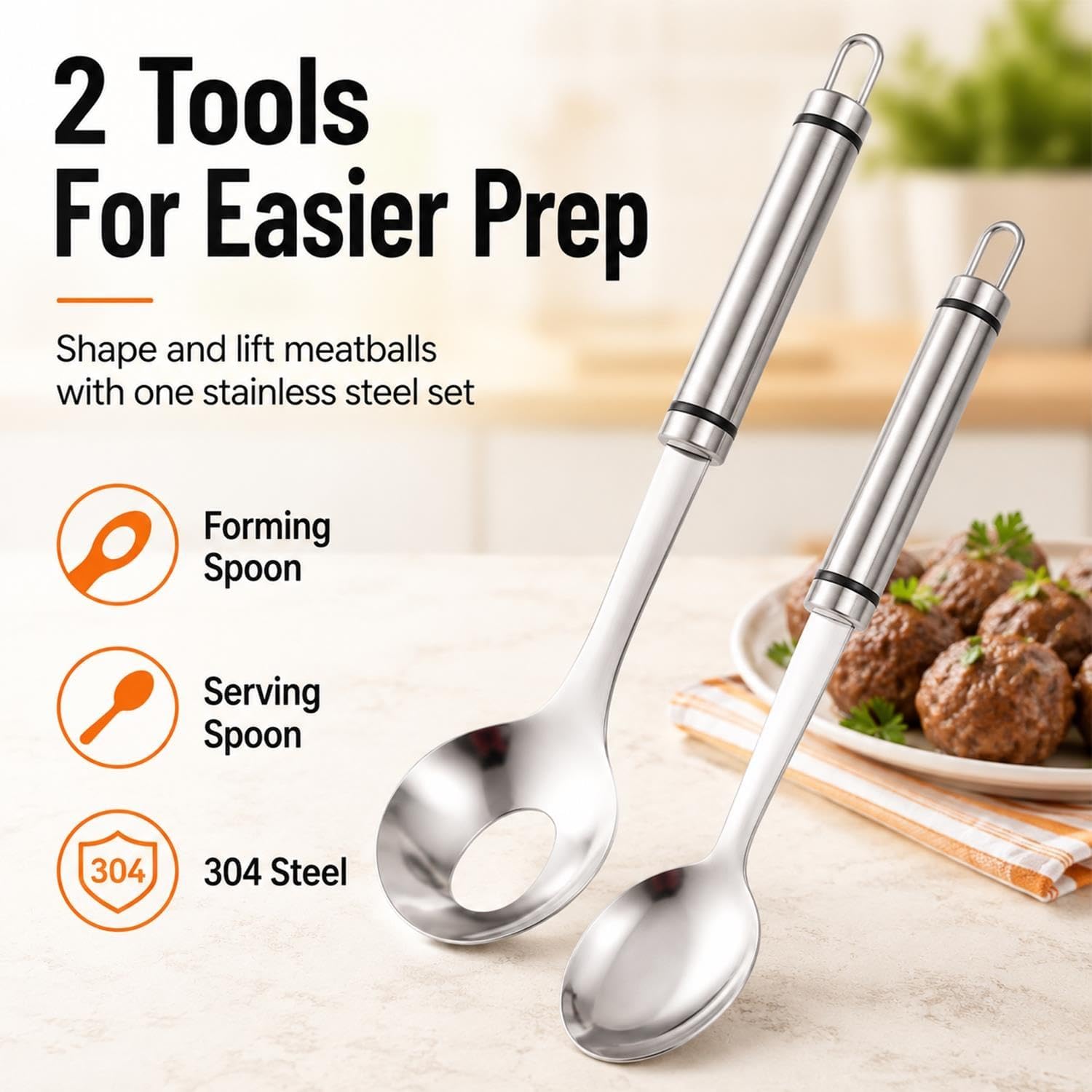 Kitchen Stainless Steel Meatball Maker Mould 5.3 Inch Manual Press Tool