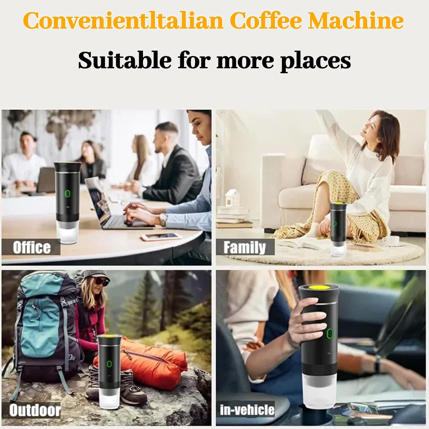 Portable Coffee Maker Espresso Machine for Camping Travel Nano Home Office Gym Car Coffee Maker, Self Heating & USB-C Rechargable