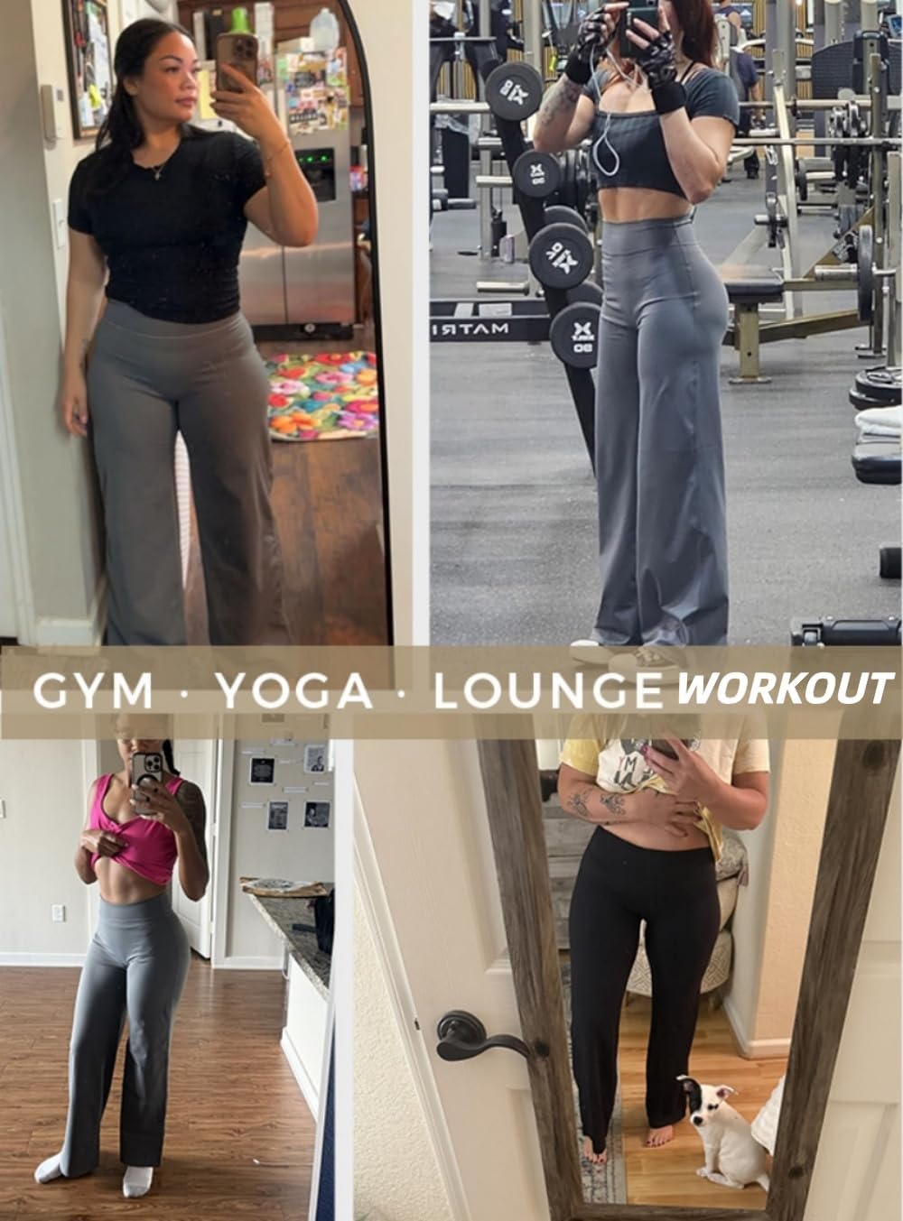 Women Straight Leggings Bottoms Wide Leg Pants High Waist Stretchy Comfy No Front Seam Yoga Workout Sweatpants - Image 2