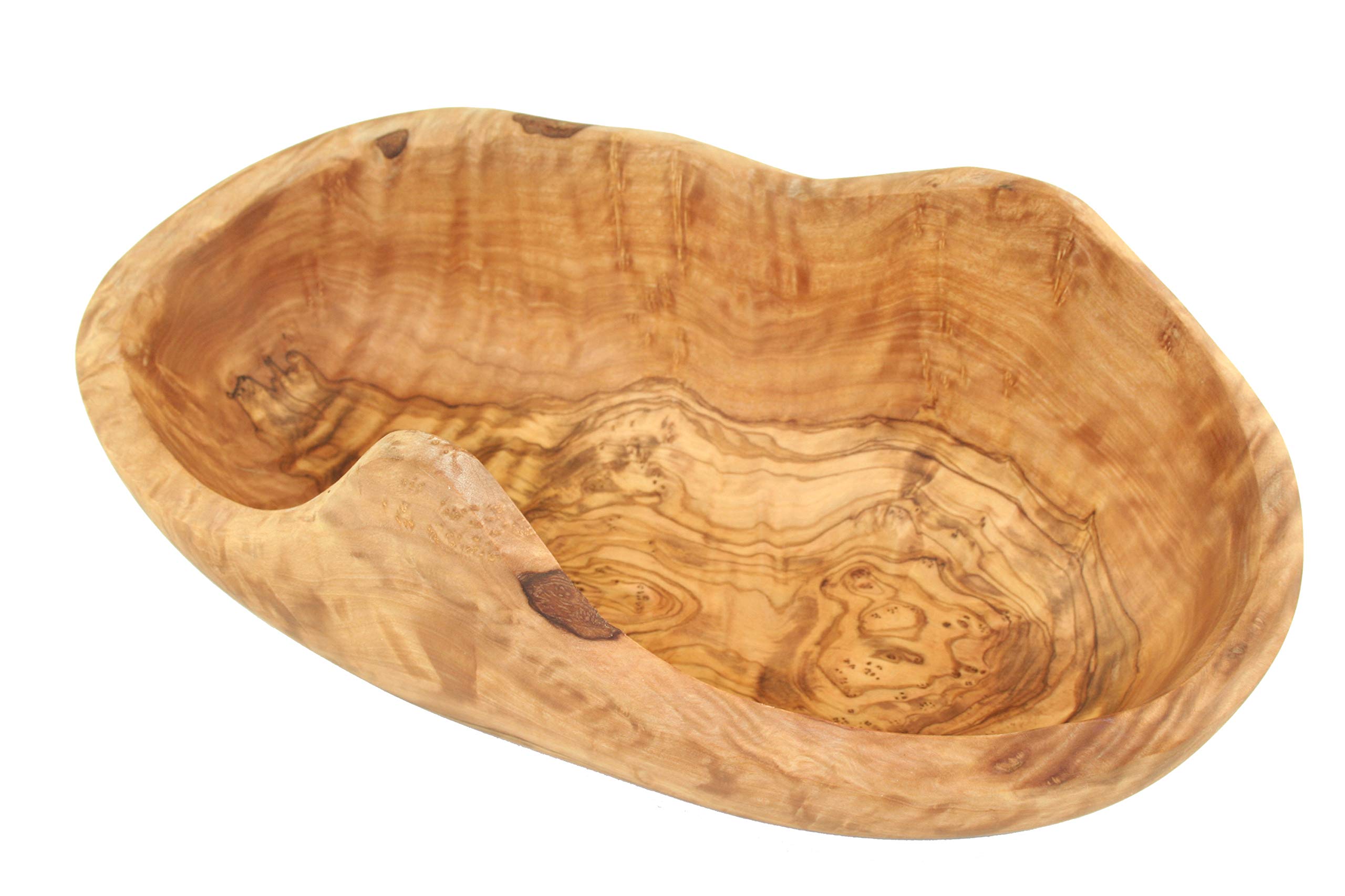 D.O.M.® Corbeille à fruits rustique en bois d'olivier naturel en 5 tailles (longueur 30-33 cm)