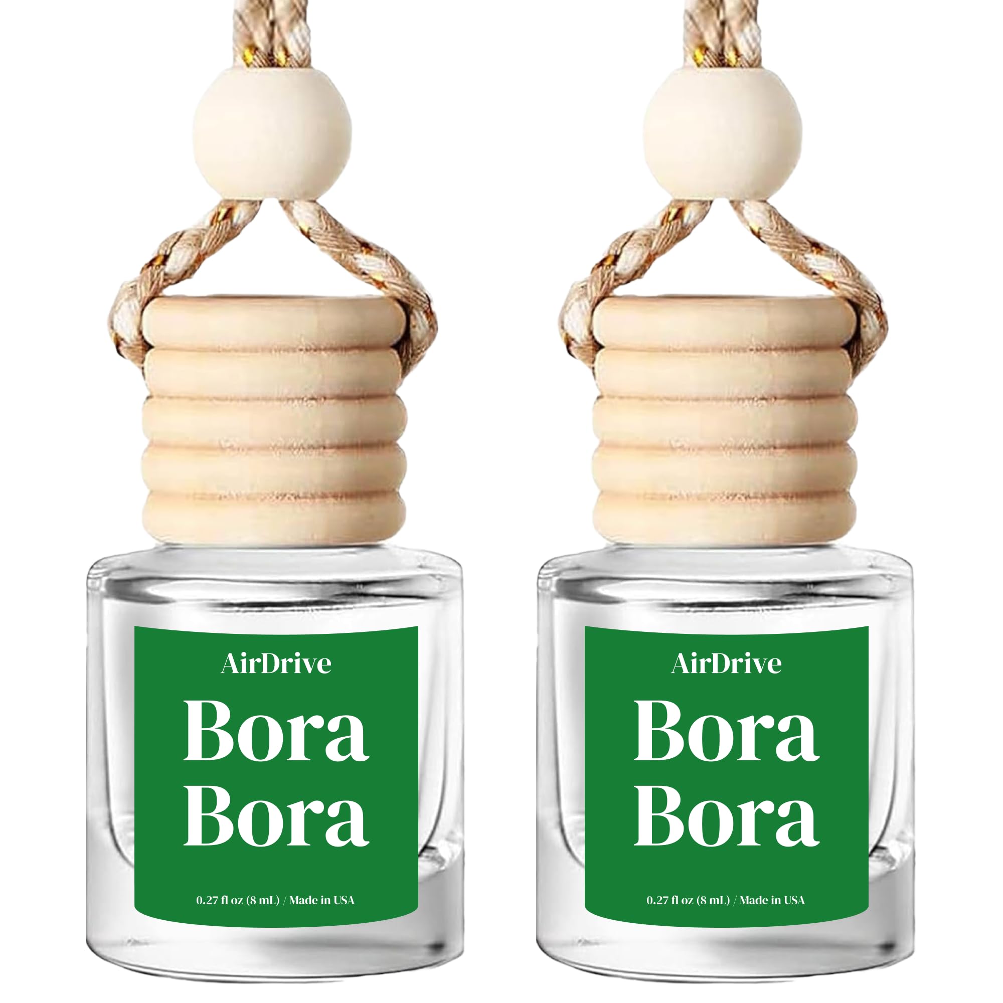 Car Air Freshener Tropical Bora-Bora 2 Pack Coconut Hanging Air Freshener Diffuser, Cute Car Accessories Air Freshner for Women & Men Gift Non-Toxic Car Scent Long Lasting Oil Diffuser Made in USA