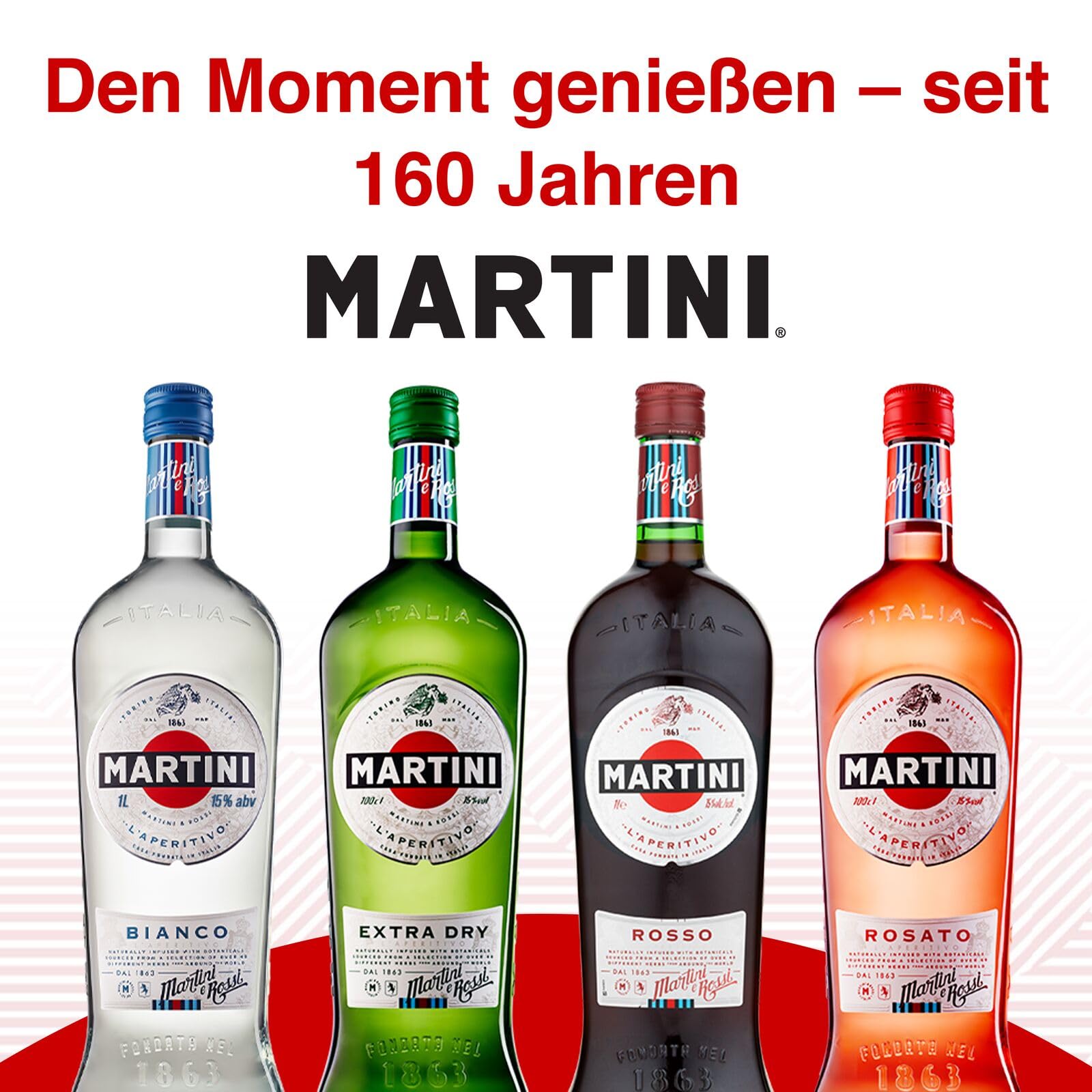 MARTINI Fiero roter Wermut Aperitif, 14,4% vol., 3 x 75cl / 750ml, süßer Wermut angereichert mit handgeschnittenen spanischen Orangenschalen