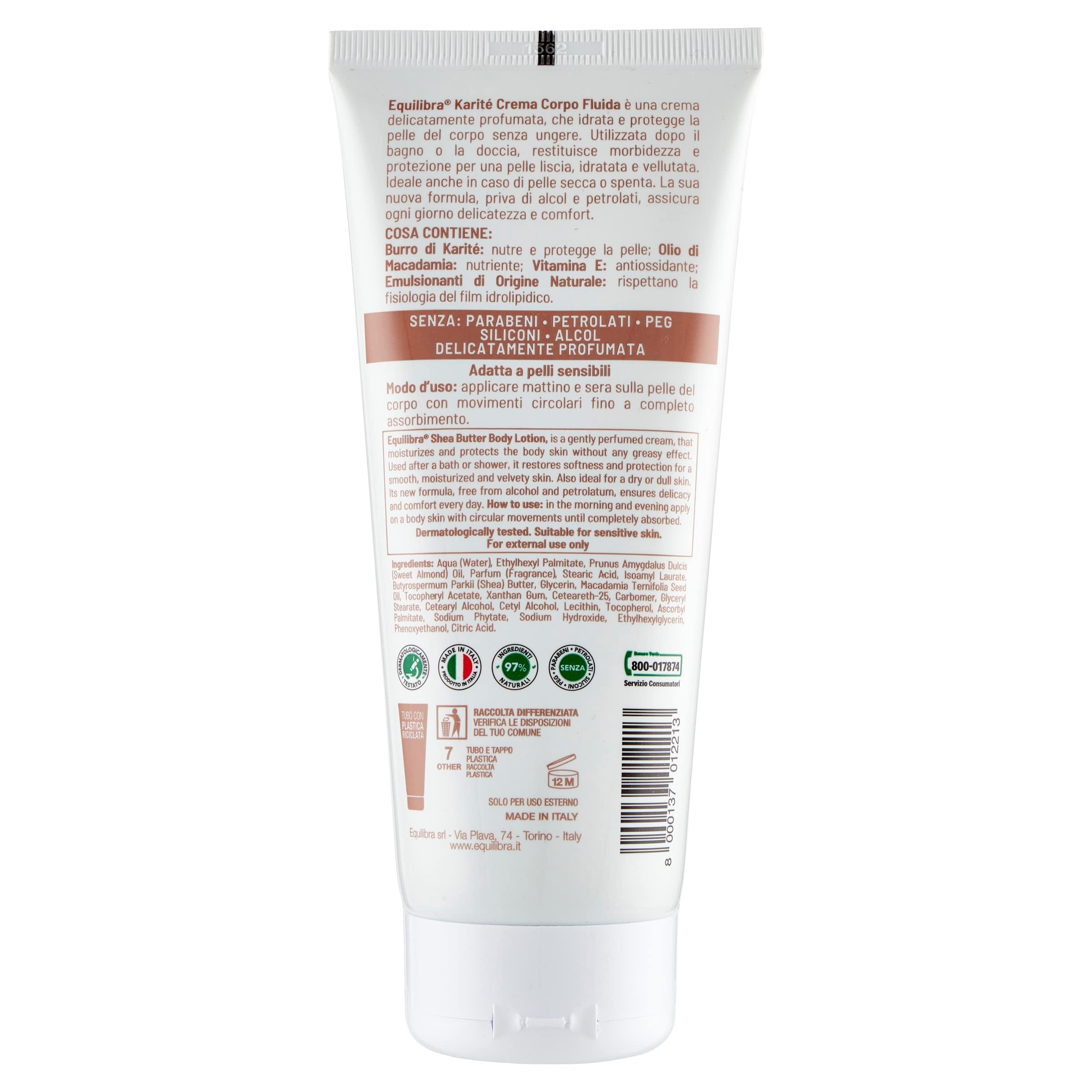 equilibra Karité Crema Fluida Corpo, Confezione da 6 Pezzi (6 x 200 ml)