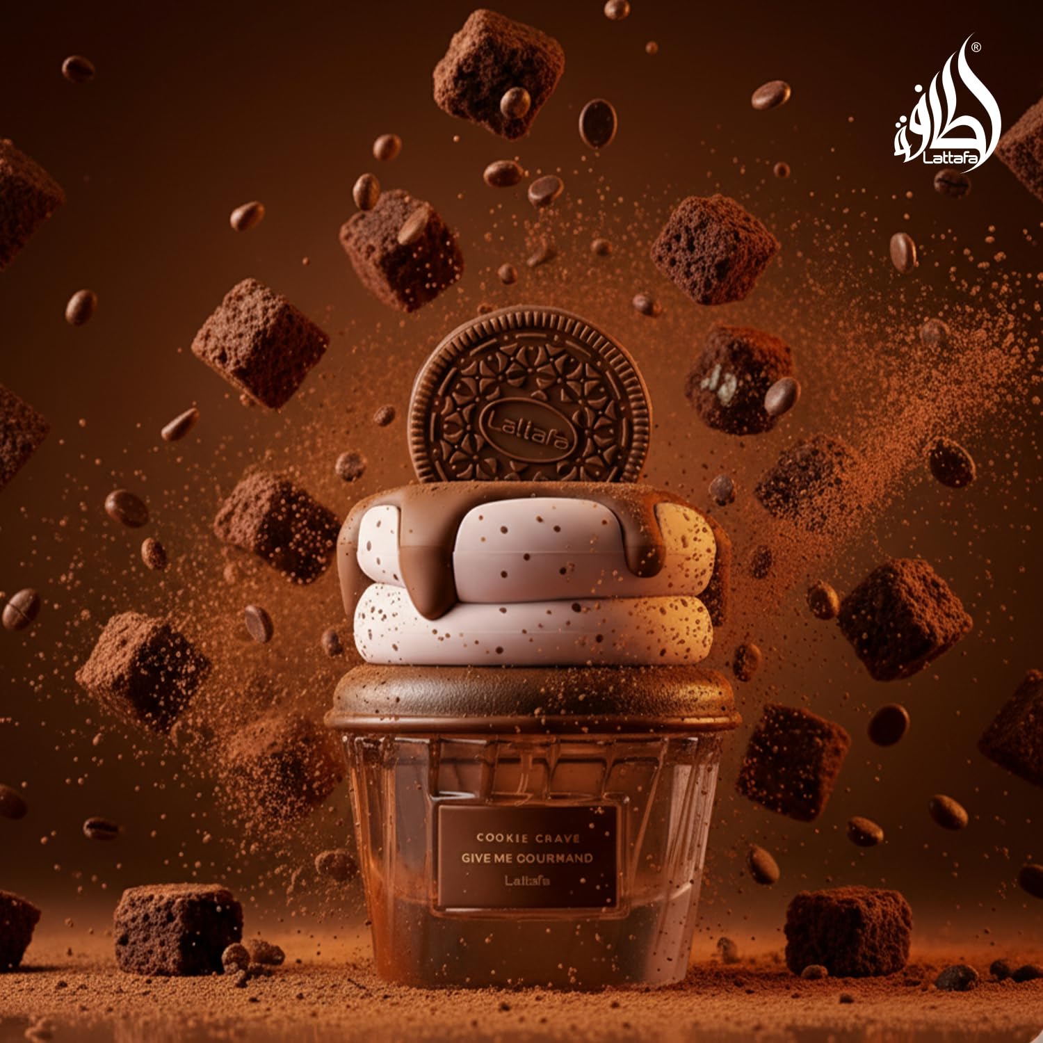 Lattafa Cookie Crave Eau de Parfum, Collection Give Me Gourmand, Parfum Cookie Vanille, Beurre de Cacao et Notes de Sucre, Forme Vaporisateur, Parfum Mixte 75ml
