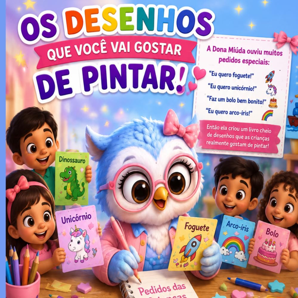 OS DESENHOS QUE VOCÊ VAI GOSTAR DE PINTAR: Desenhos fofos e divertidos para colorir, brincar e soltar a imaginação (Coleção Dona Miúda)