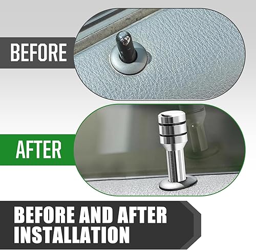 Miniatura 4 de Kit de 4 pestillos para puerta de automóvil, 1.93 x 0.47 pulgadas, aleación de color sólido, perilla de bloqueo de puerta interior, accesorio