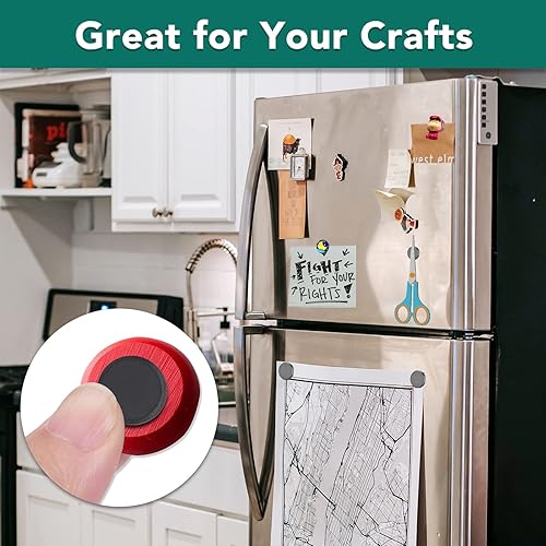 Miniatura 2 de TRYMAG Imanes pequeños para manualidades con respaldo adhesivo, 5 tamaños diferentes, 50 piezas de imanes circulares redondos fuertes de cerámica,