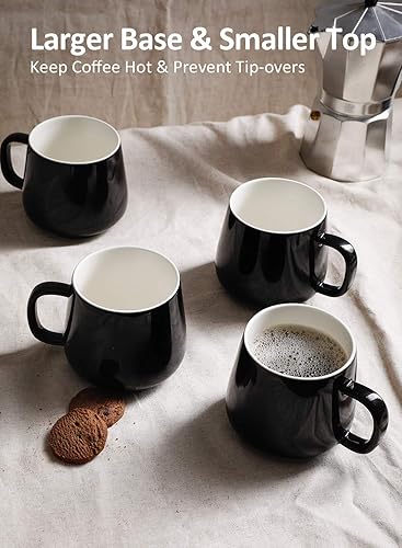 Miniatura 5 de Teocera Juego de tazas de café de cerámica de 4 a 12 onzas con asas grandes para bebidas calientes o frías como café con leche, cacao, té o jugo,