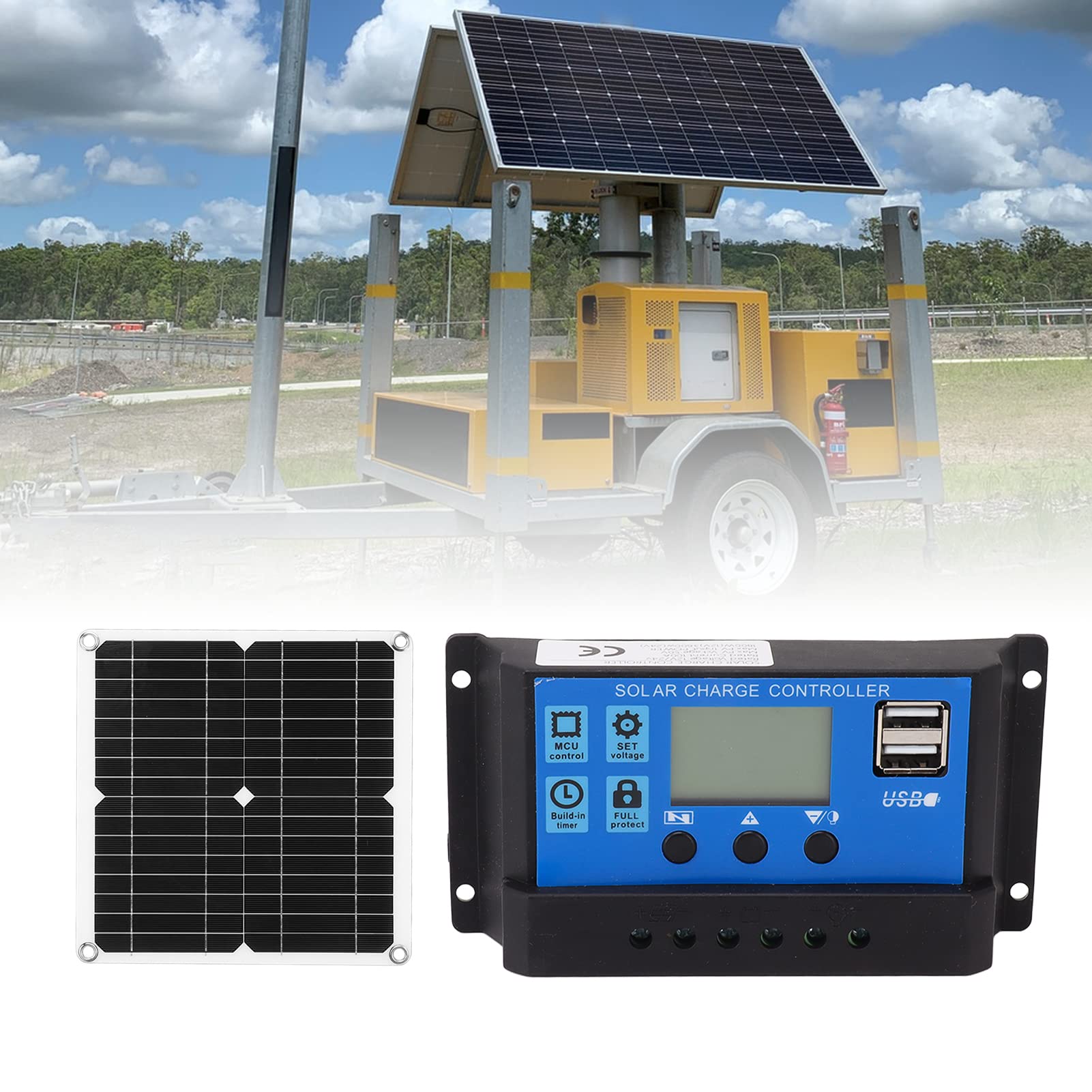 Pannelli Solari Portatili da 12 Watt 12 Volt, Kit di Energia Solare Impermeabile IP65 con Controller 100A Ad Alta Efficienza per, Campeggio, Veicolo, Auto, Barca, Tetto, Fuori Rete