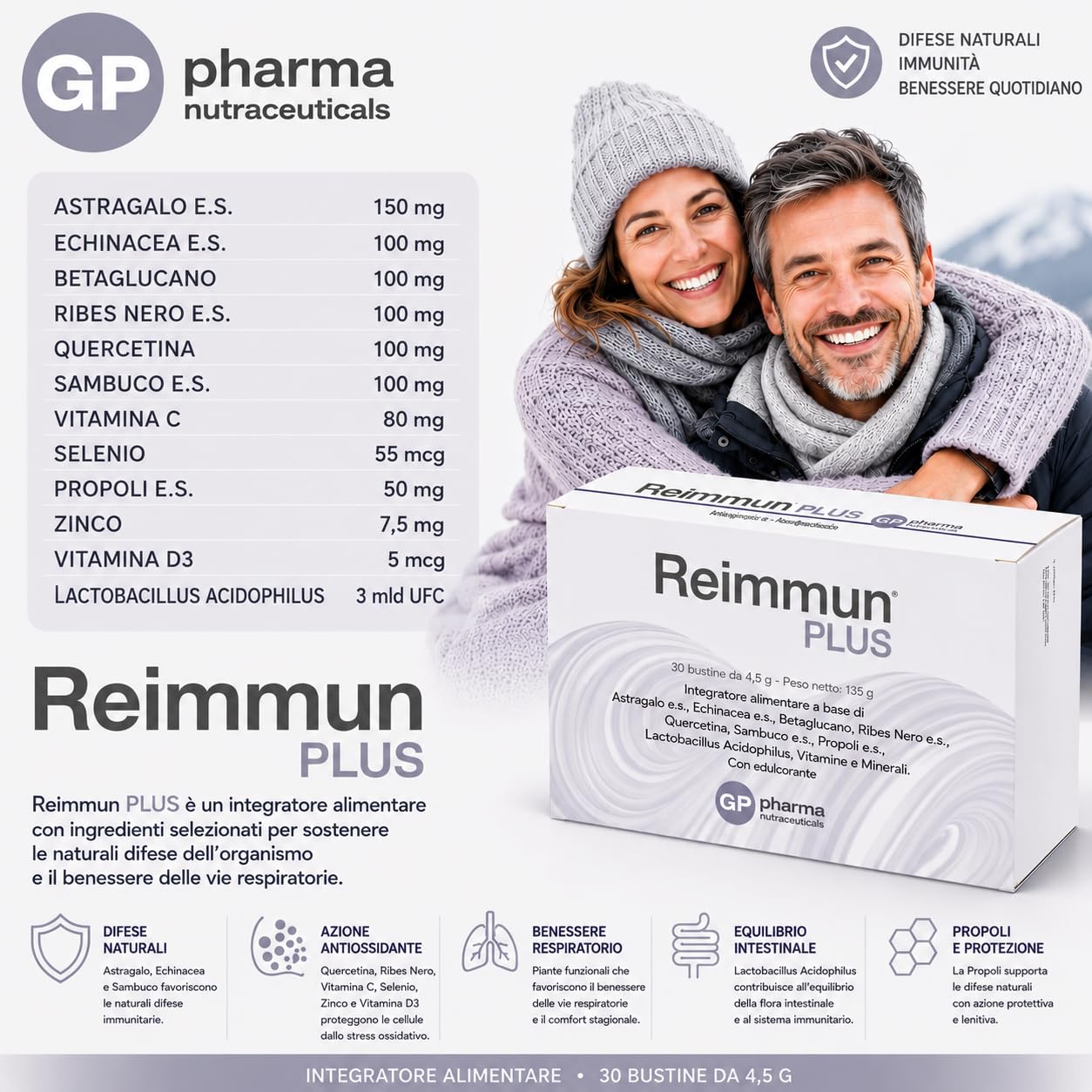 Reimmun Plus® Integratore Nutraceutico utile per rinforzare il sistema immunitario e per proteggere le cellule dallo stress ossidativo