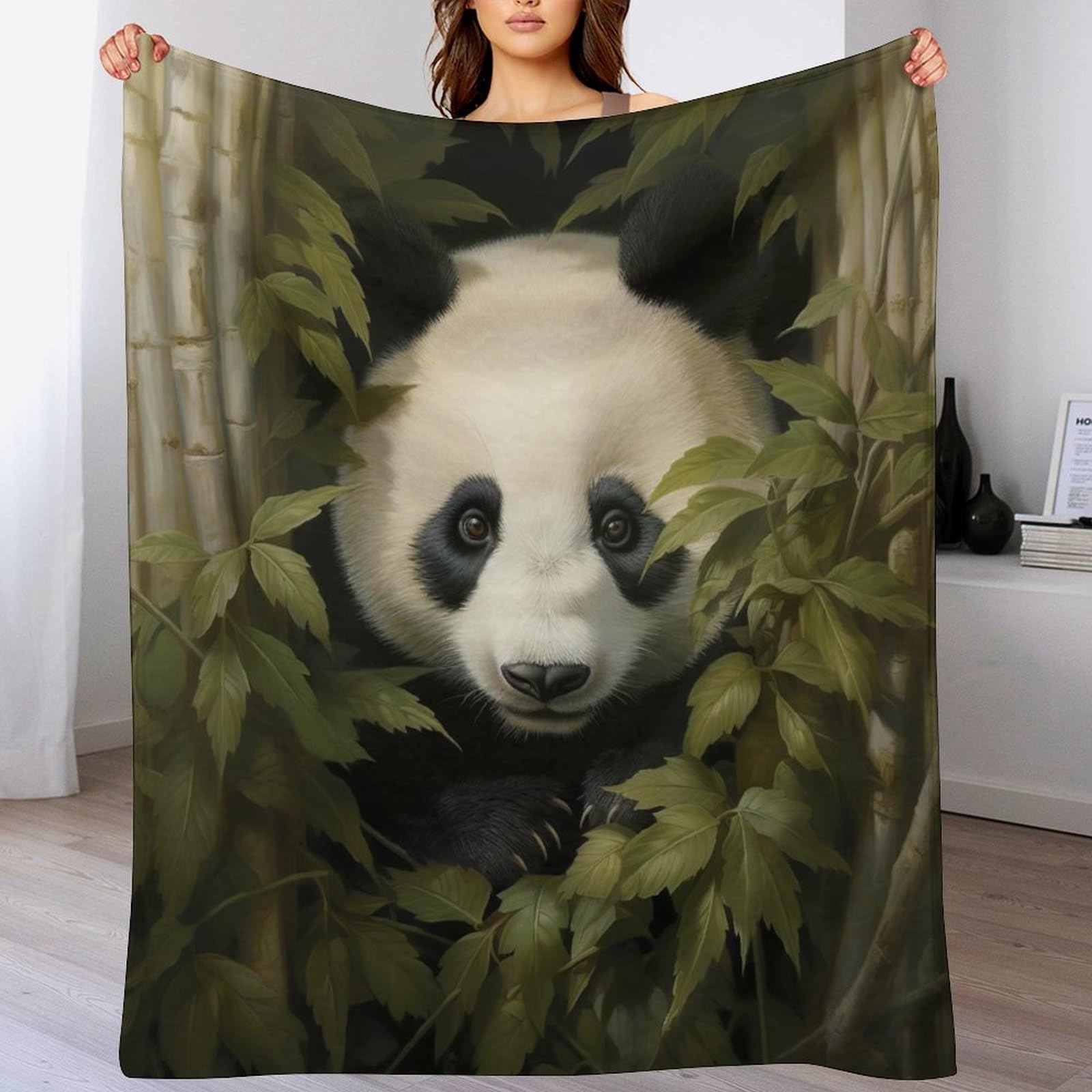Manta cálida y supersuave de panda para cama de 140 x 180 cm