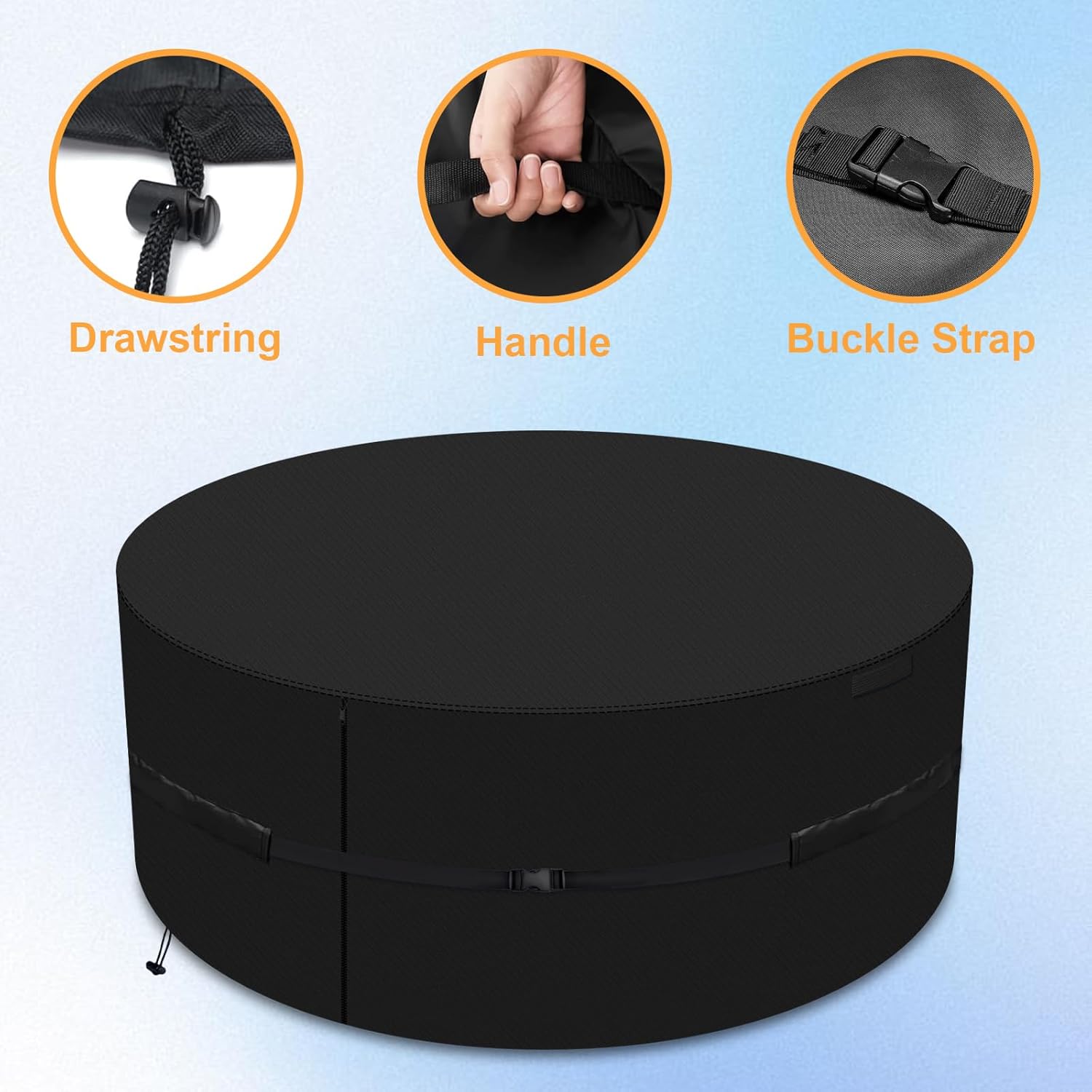 Fire Pit Cover, 52 Inch Outdoor Patio Round Built in Stone Fire Pit Cover, Heavy Duty 600D Quality Oxford Cloth fire Pit Cover, for In Ground Fire pit, Outdoor rain, Snow, Wind, UV (52 Inch)