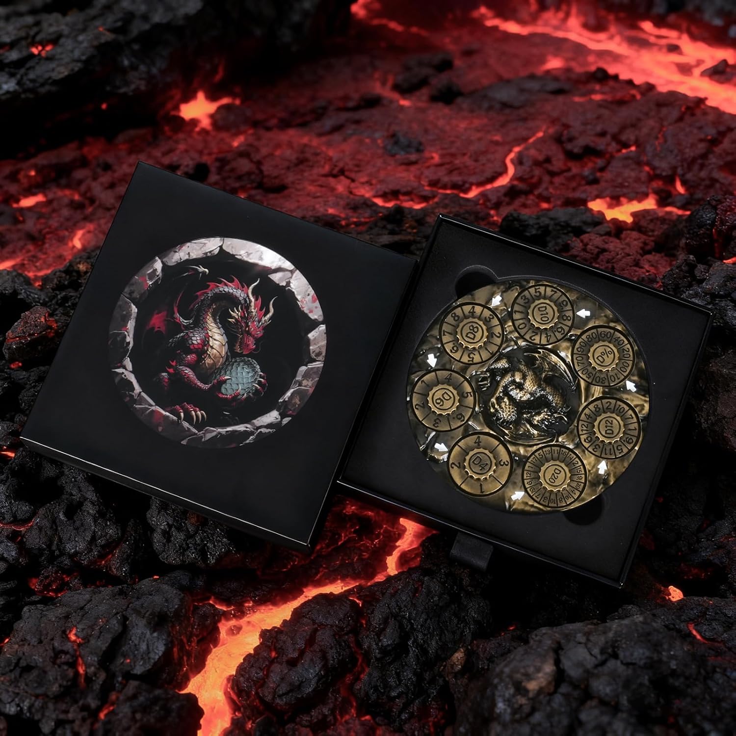 Spinner DND Dice,Metal D&D Dice Set with Gift Box for Role Playing Games DND RPG MTG Table Game,Ancient Gold
