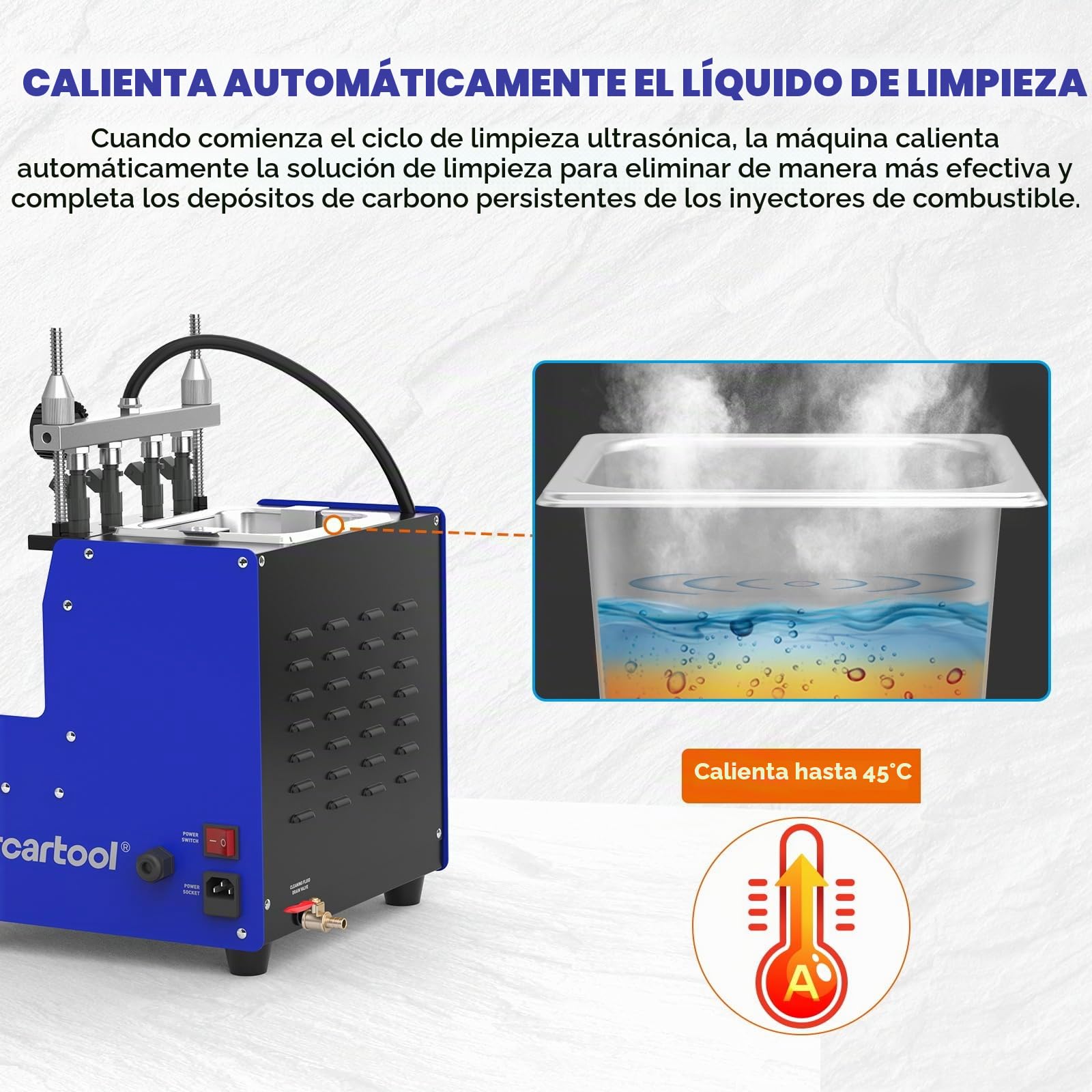 MR CARTOOL V309 Máquina Limpiadora y Probadora de Inyectores Diésel/Gasolina 110V/220V para 4 Cilindros, Equipo Ultrasónico de Limpieza para Inyectores GDI/EFI/FSI de Autos y Motocicletas