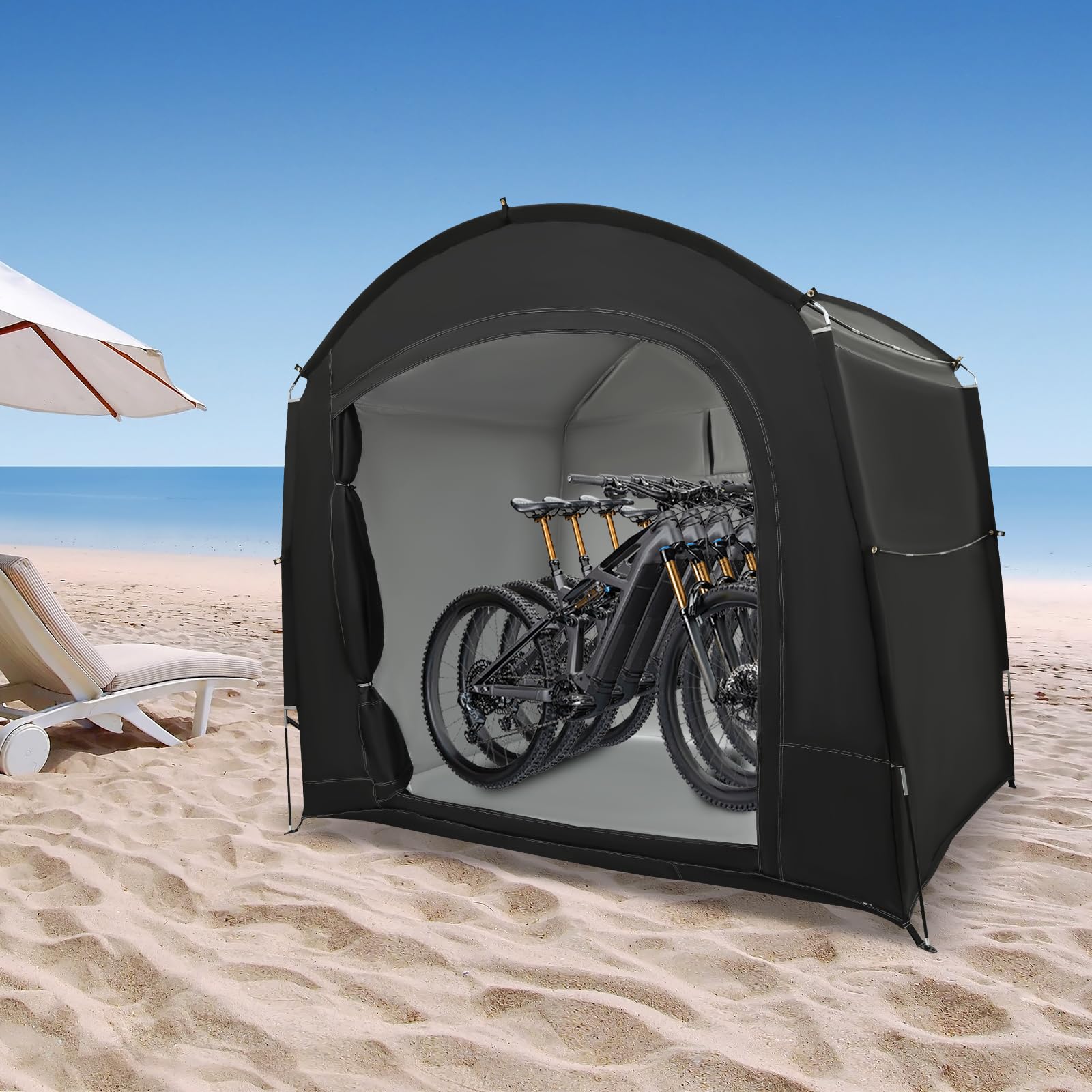 Tenda per 3 biciclette, 220 x 150 x 185 cm, impermeabile, portatile, per biciclette, attrezzi da giardino